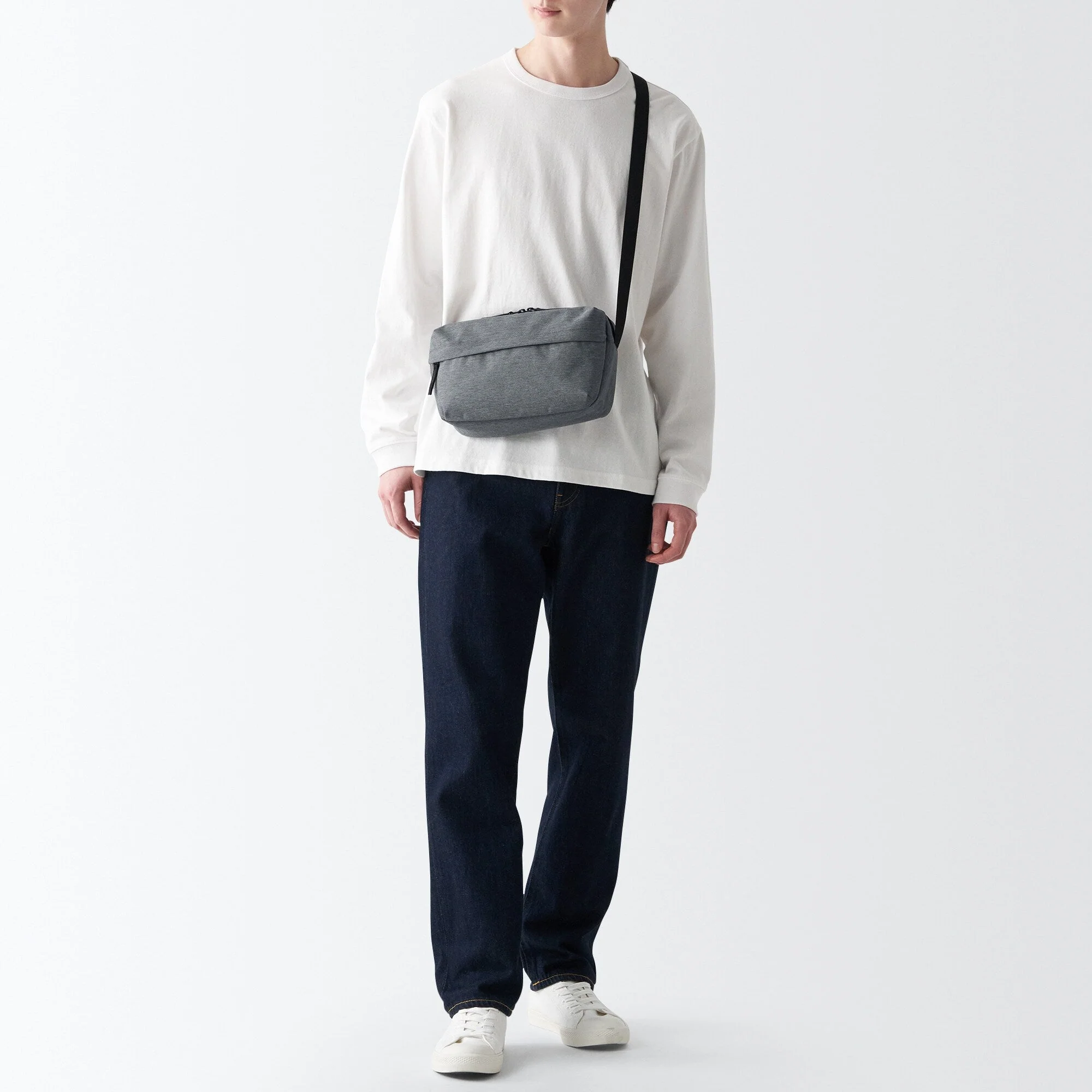 2-Way Water Repellent Shoulder Bag Medium Grey - Image 10
