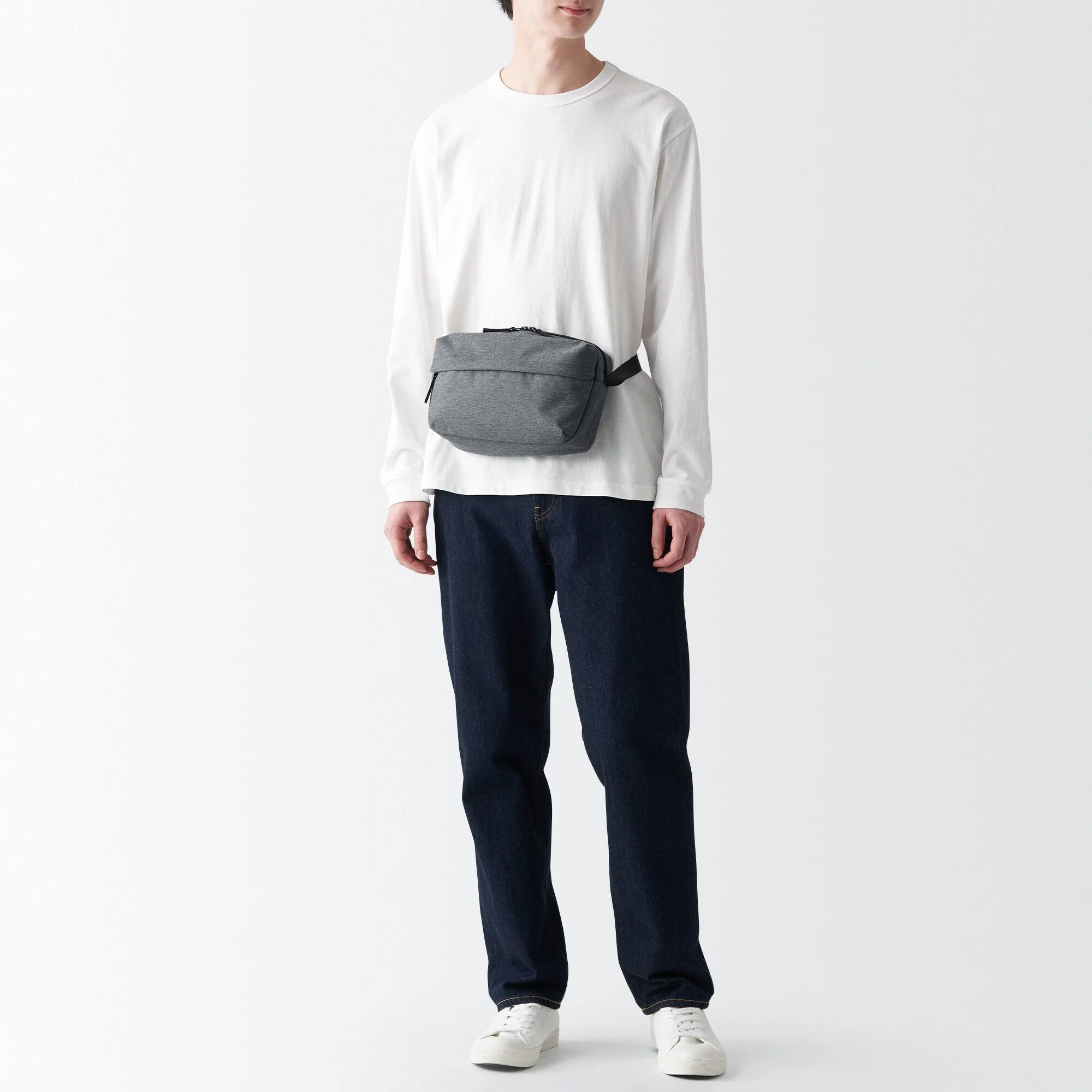2-Way Water Repellent Shoulder Bag Medium Grey - Image 11