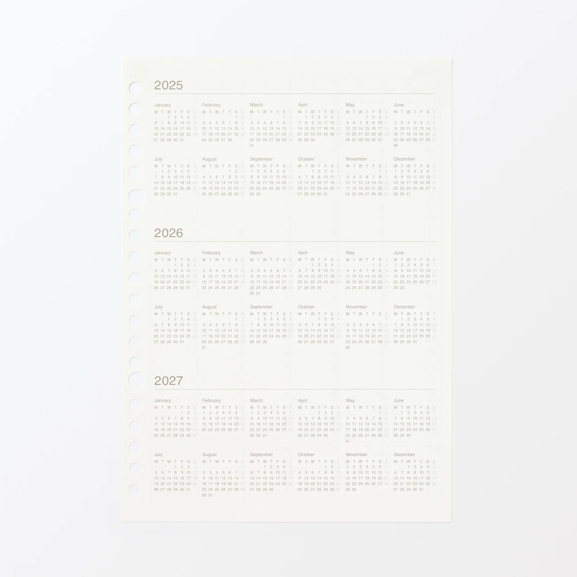 A5 Loose Leaf Paper Monthly Planner From Dec. 2025 - No Holidays - Image 2