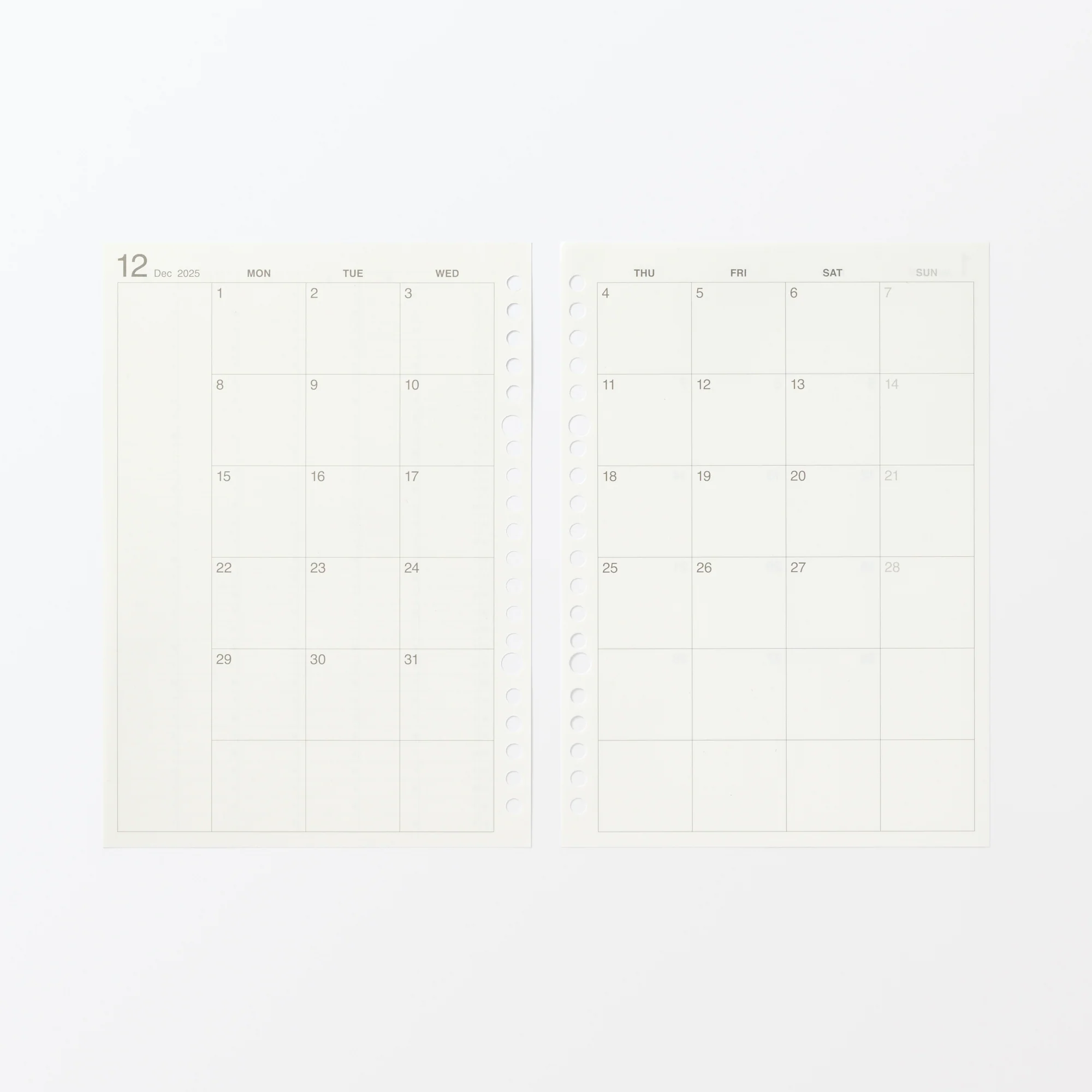 A5 Loose Leaf Paper Monthly Planner From Dec. 2025 - No Holidays - Image 4
