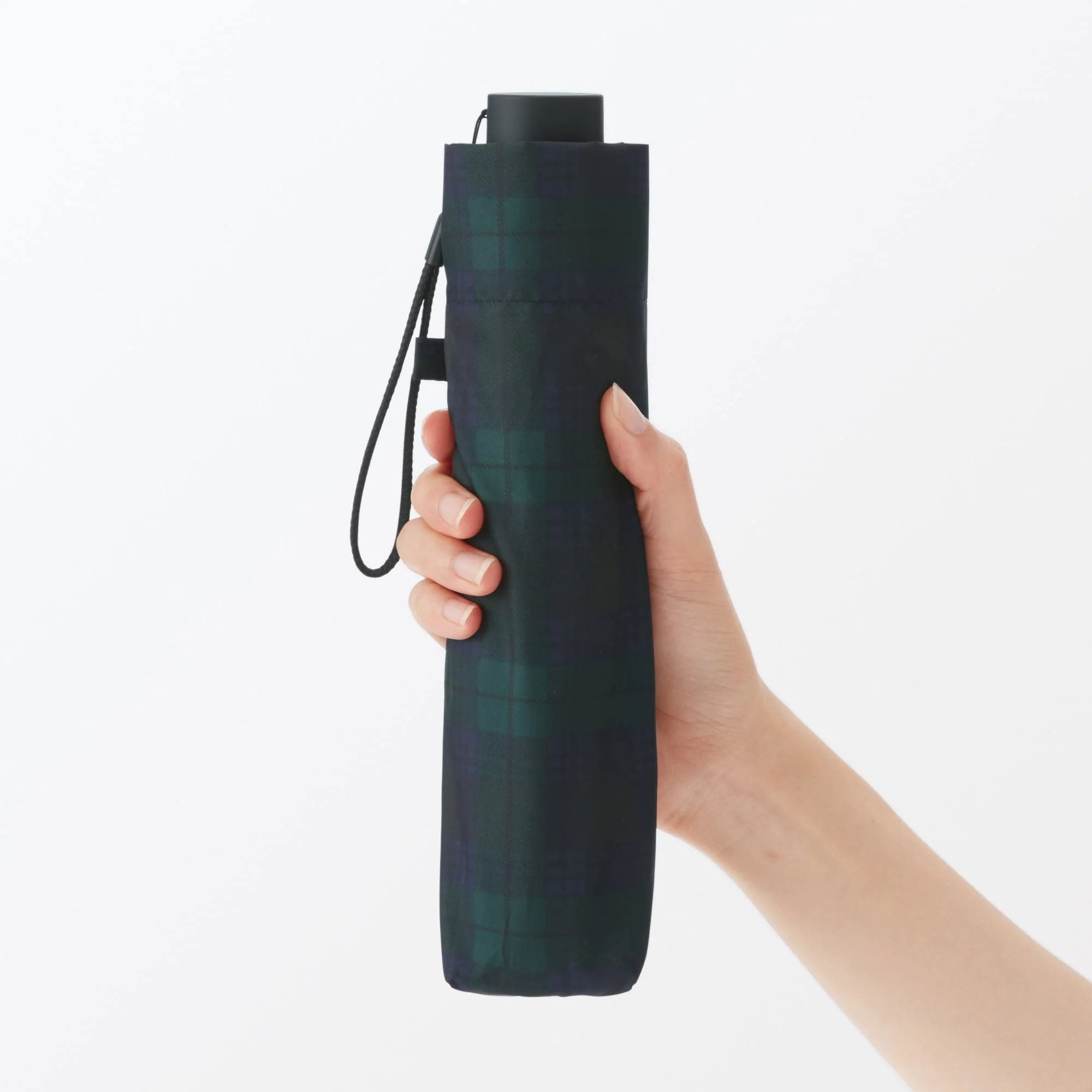 All-Weather Foldable Umbrella Dark Green Check - Image 10