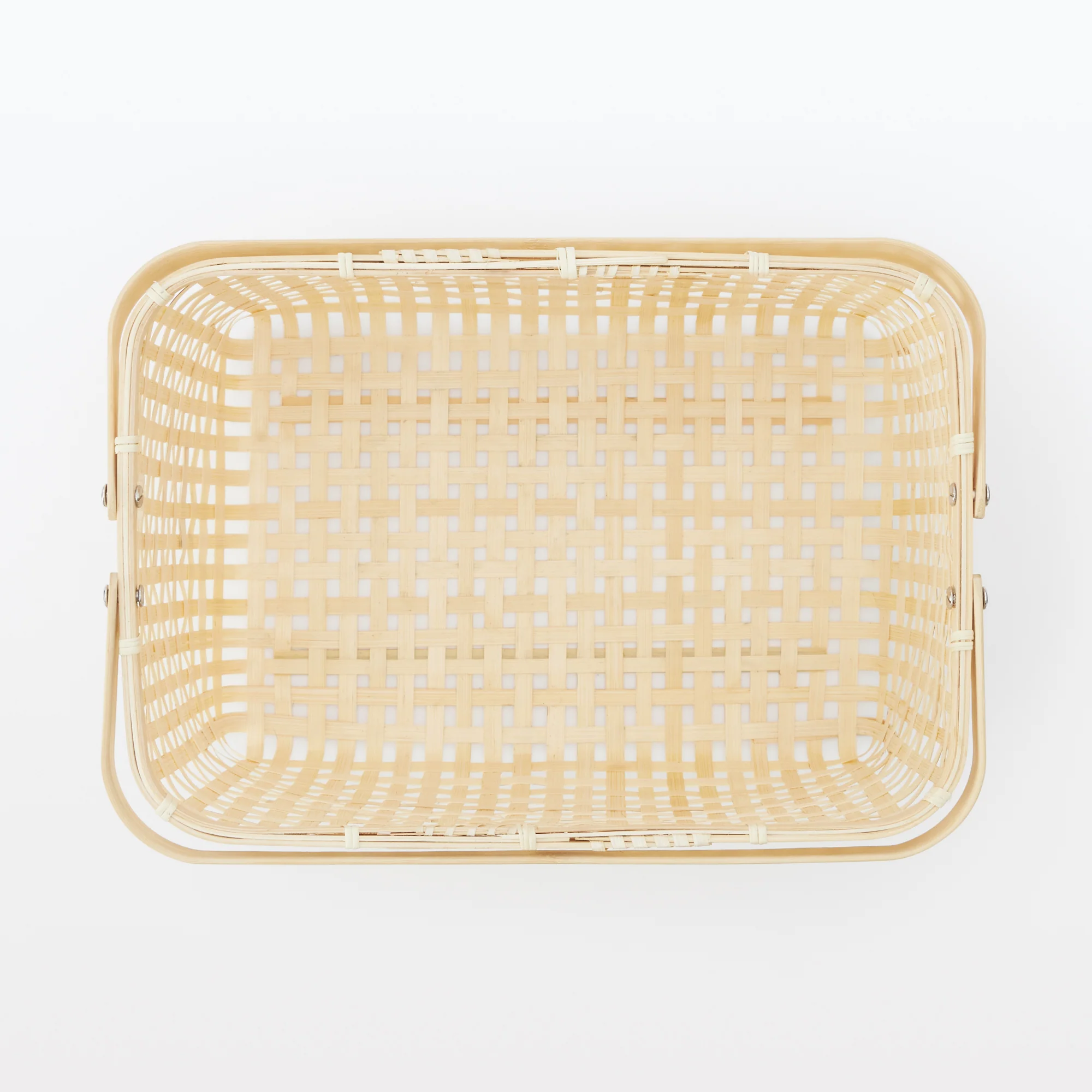 Bamboo Open Weave Basket with Handle - Large (W36 x D25.5 x H24 cm) - Image 5