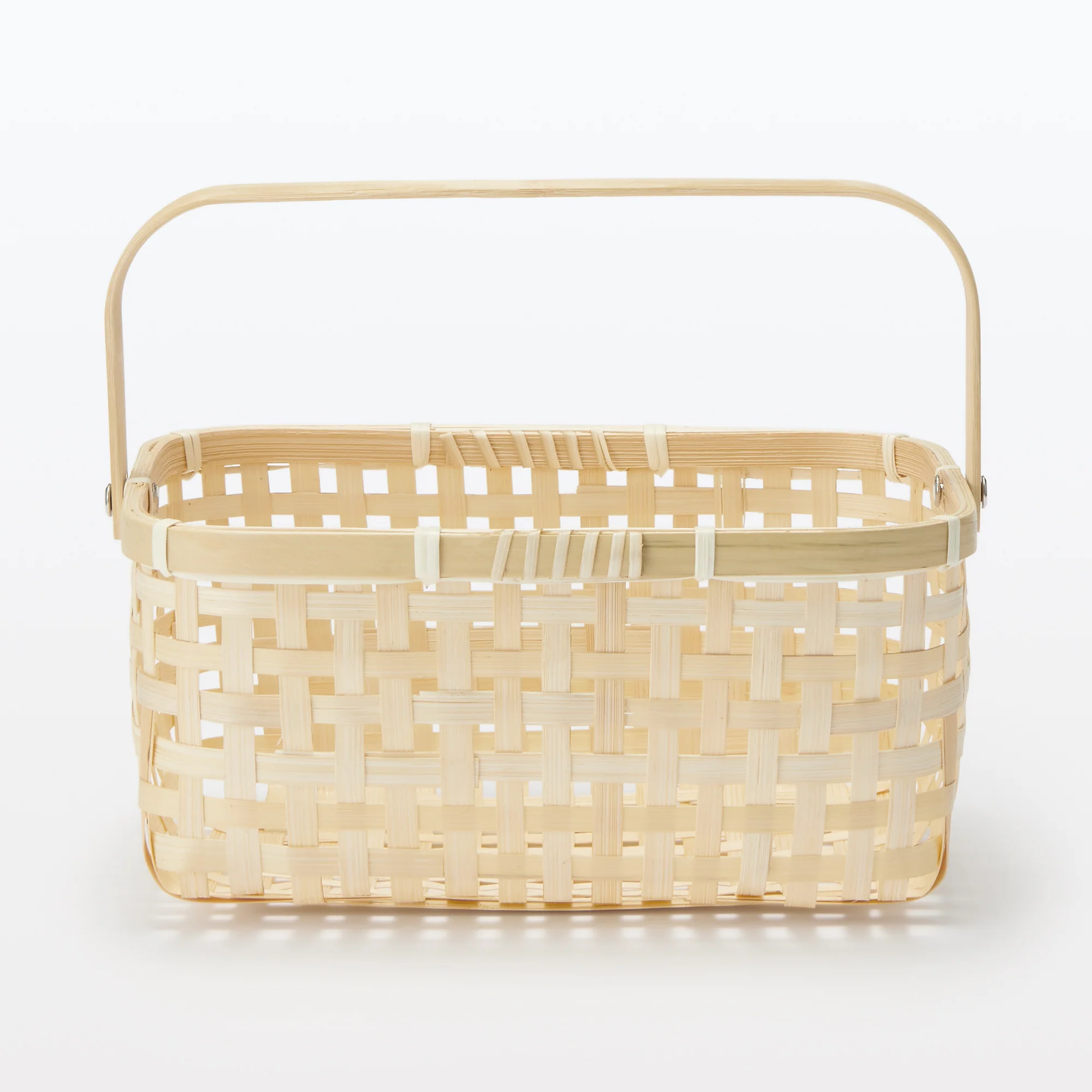 Bamboo Open Weave Basket with Handle - Small (W25.5 x D18 x H12 cm) - Image 3