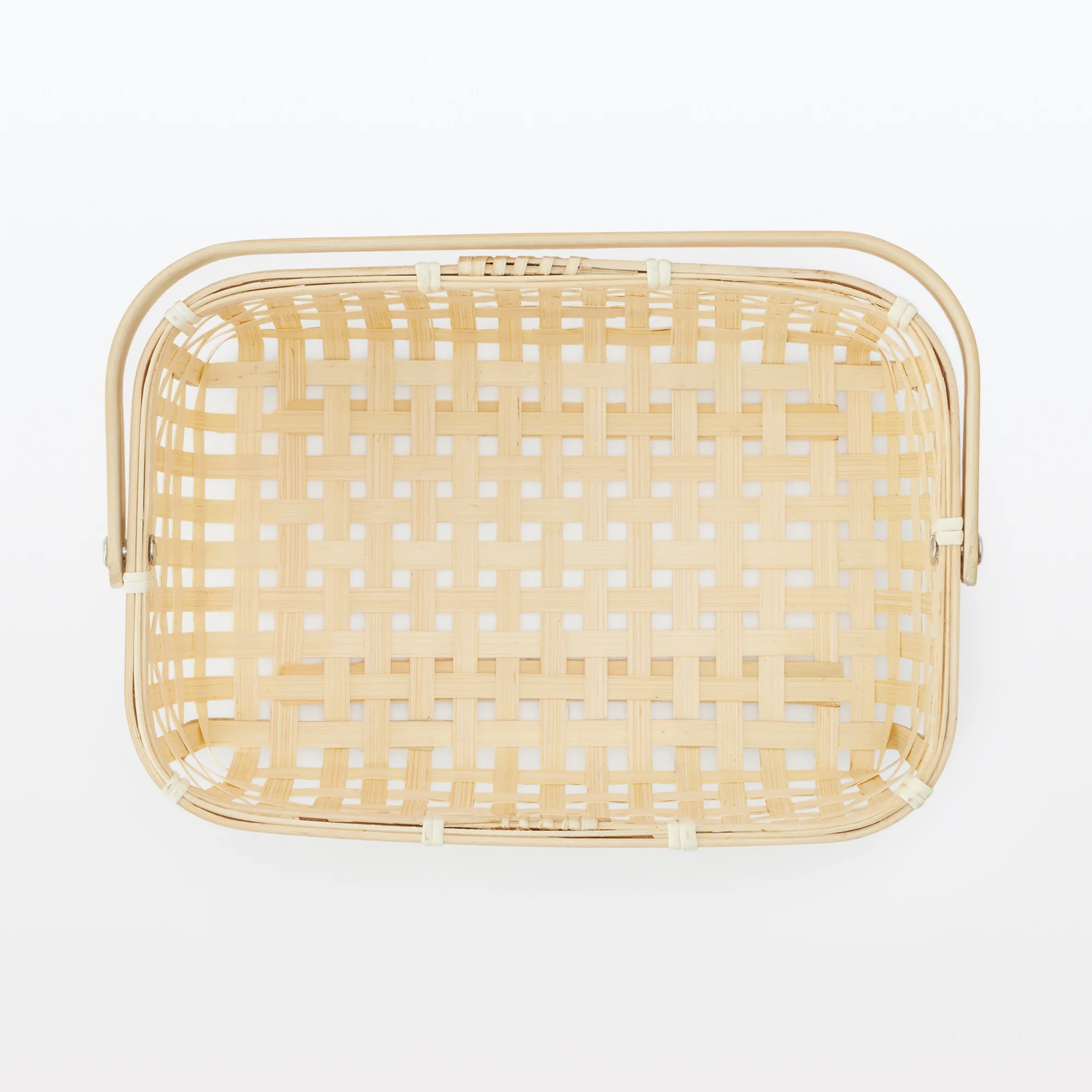 Bamboo Open Weave Basket with Handle - Small (W25.5 x D18 x H12 cm) - Image 5