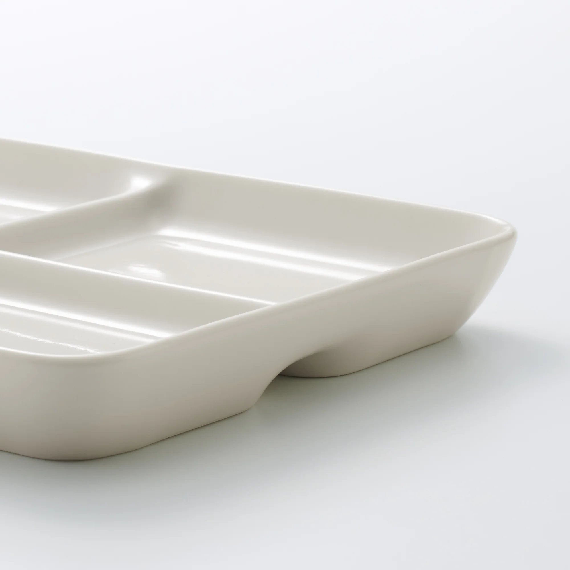 Beige Porcelain Square Plate with Partition - Image 8