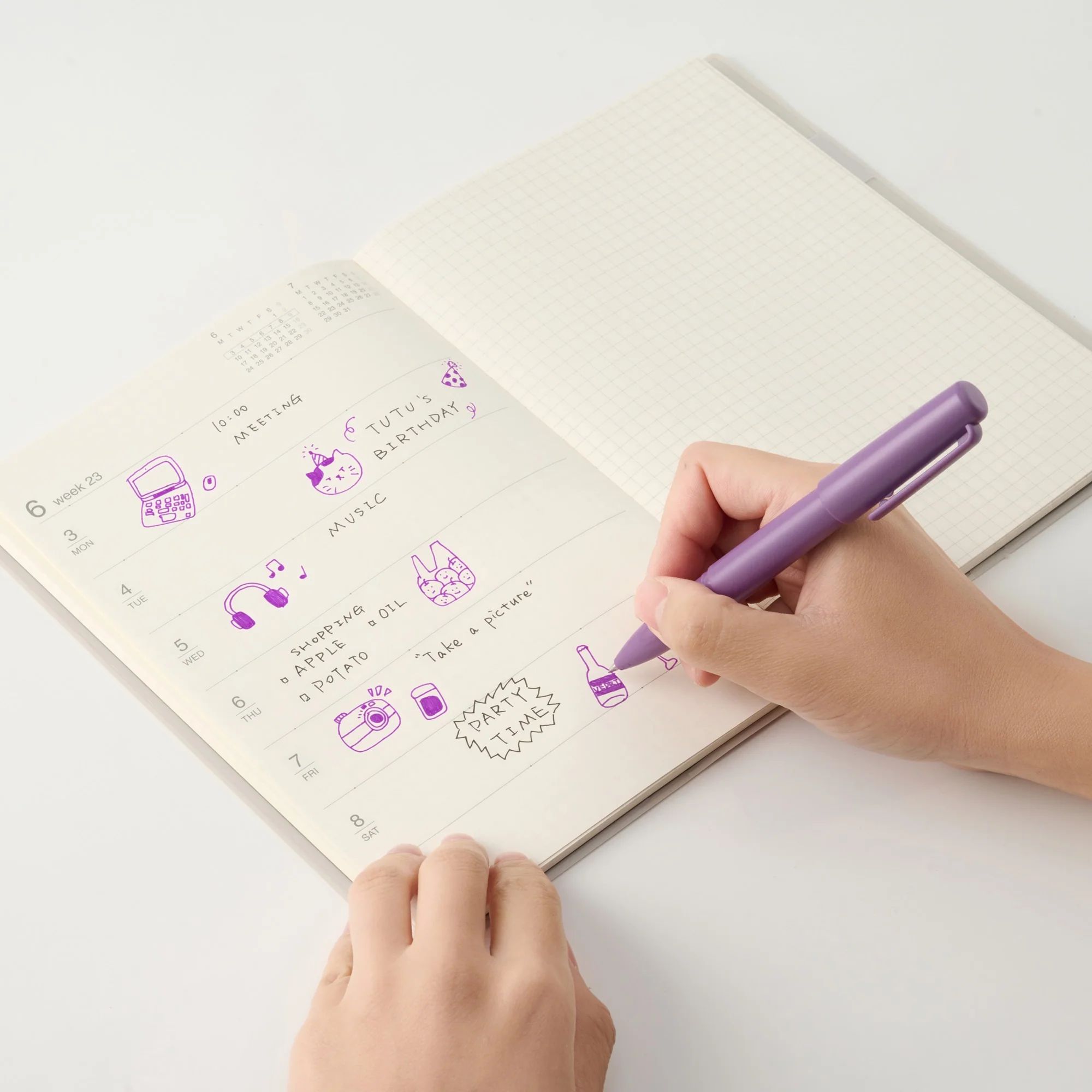 Compact Gel Ink Ballpoint Pen Cap Type 0.5 mm - Purple - Image 9