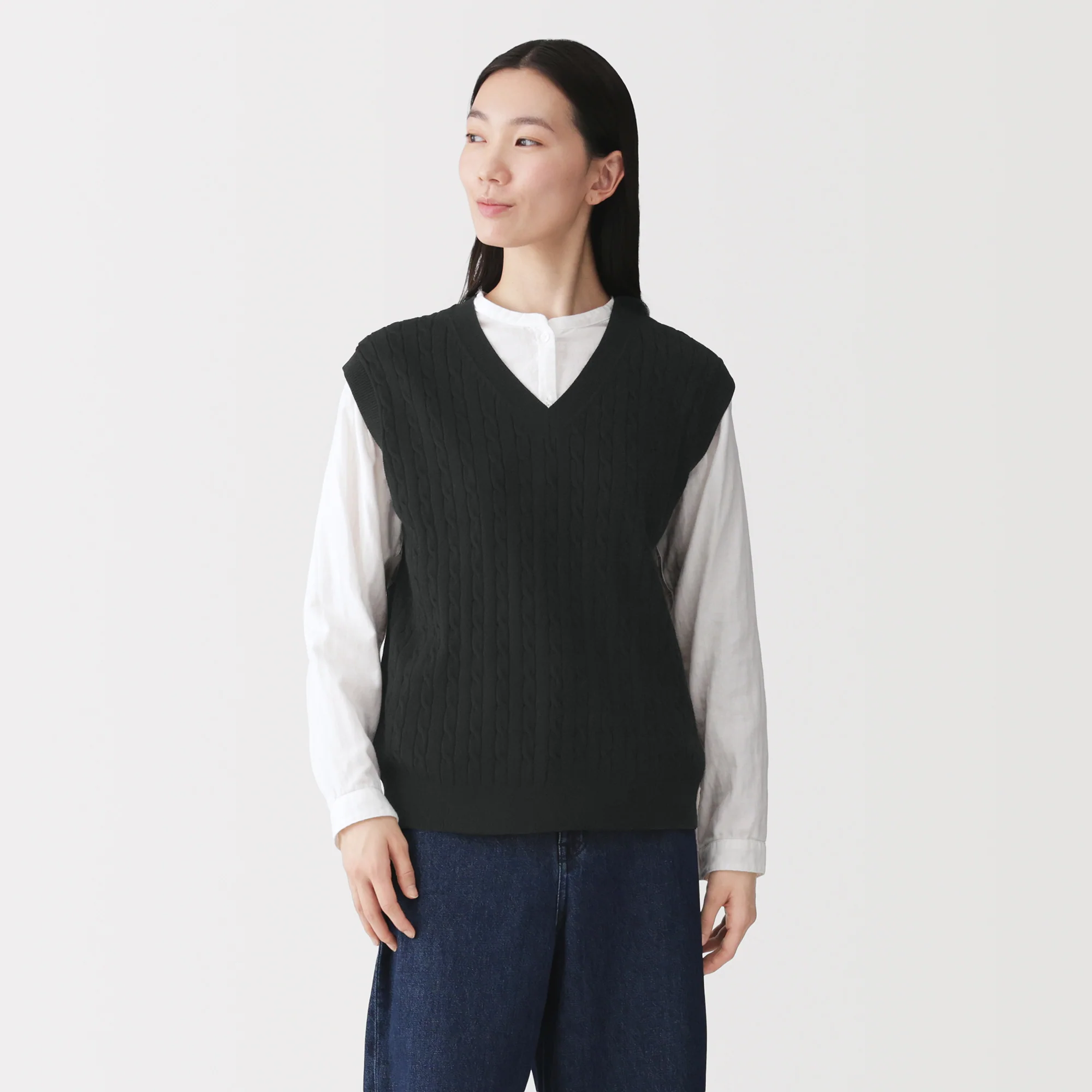 Cotton Blend Cable Vest - Image 3