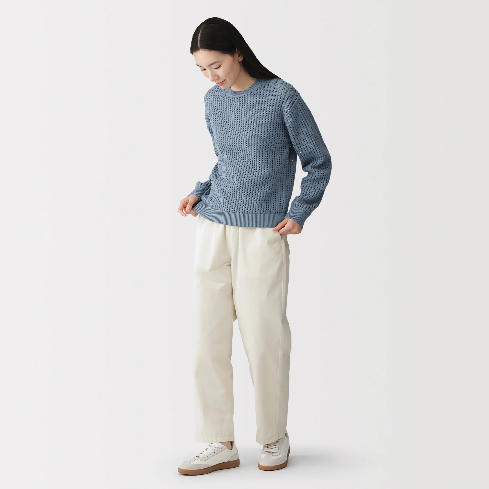 Cotton Blend Mesh Sweater - Image 12