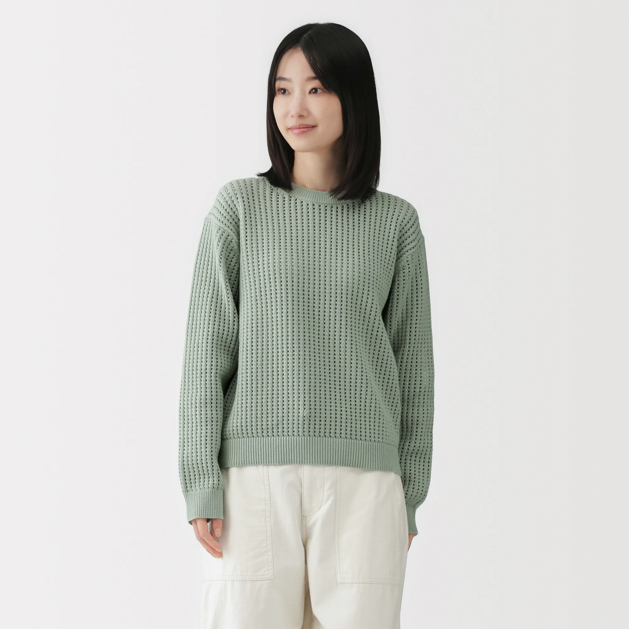 Cotton Blend Mesh Sweater - Image 43