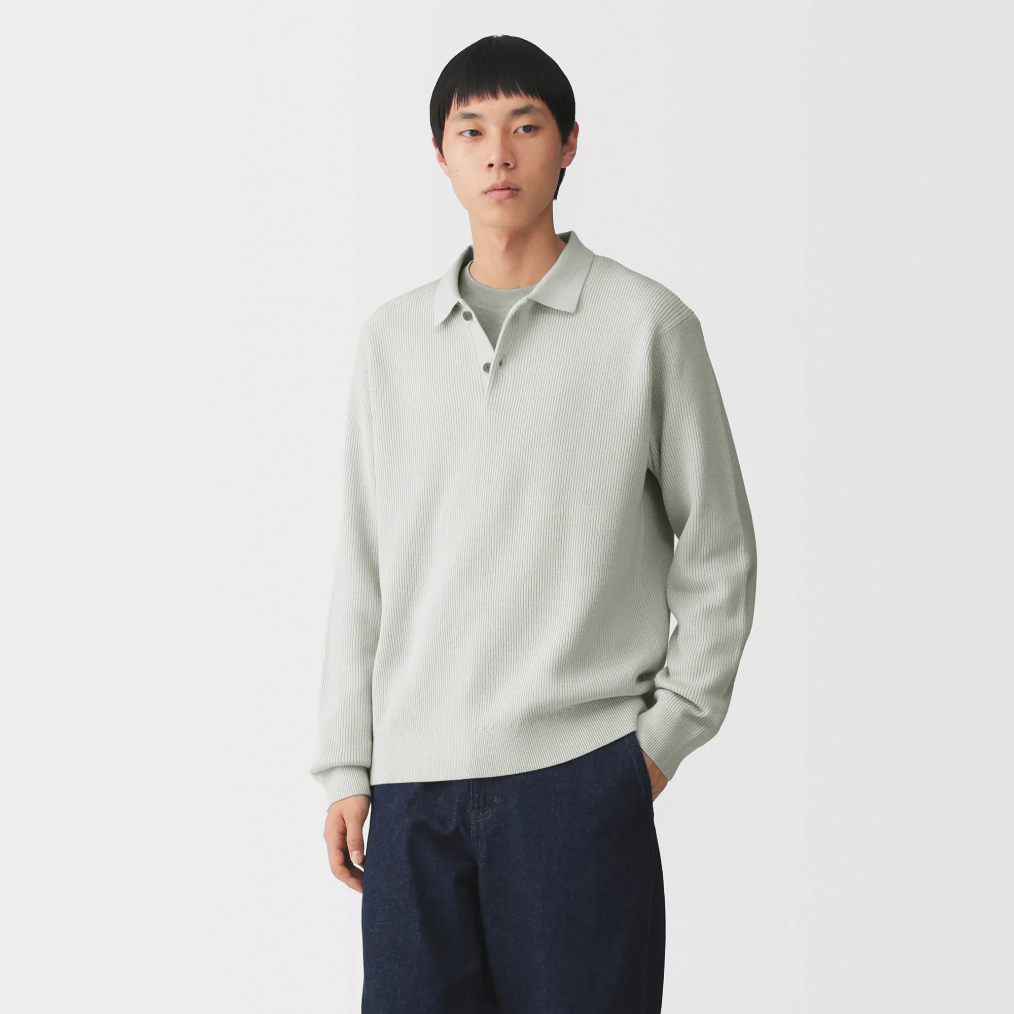 Cotton Blend Polo Sweater - Image 3