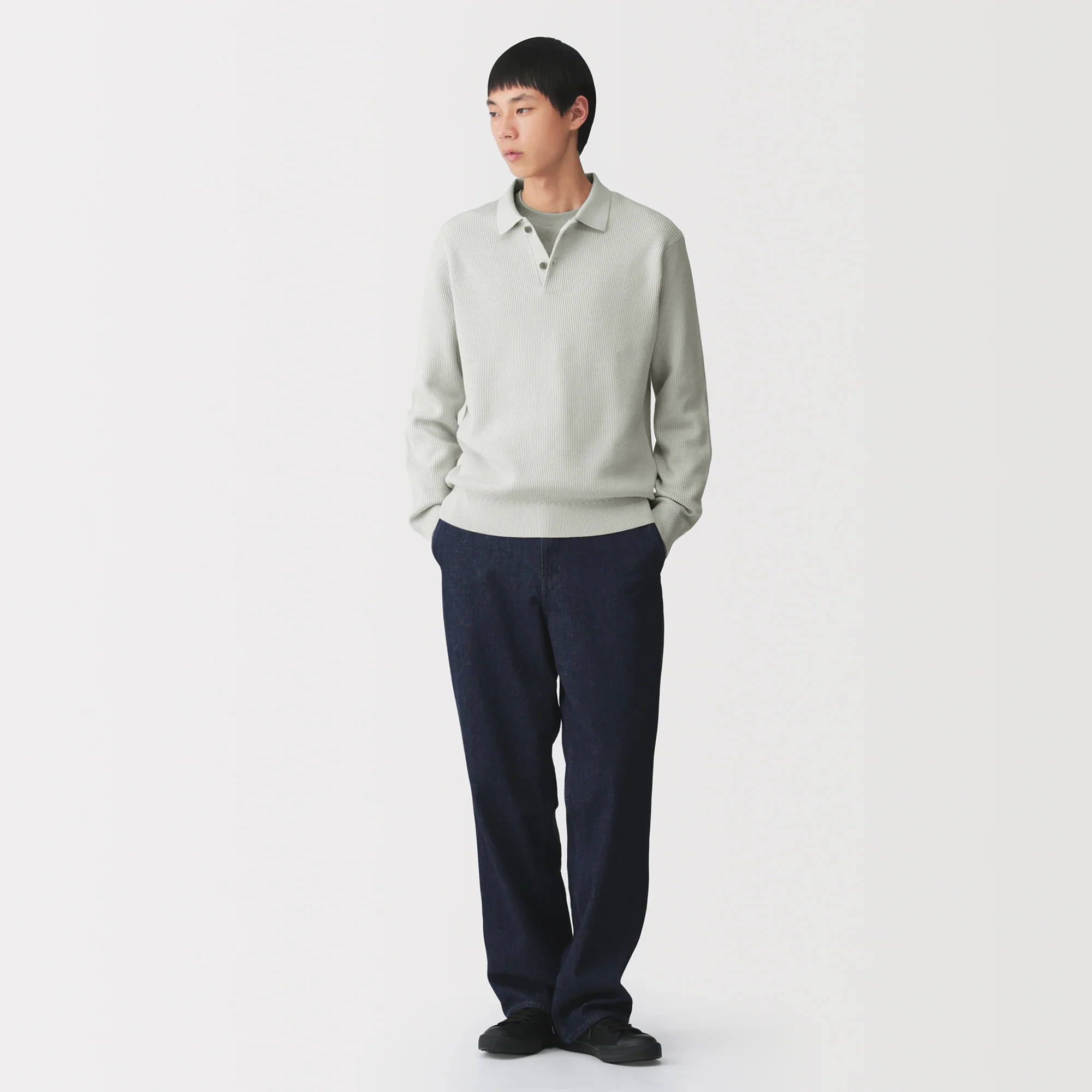 Cotton Blend Polo Sweater - Image 4