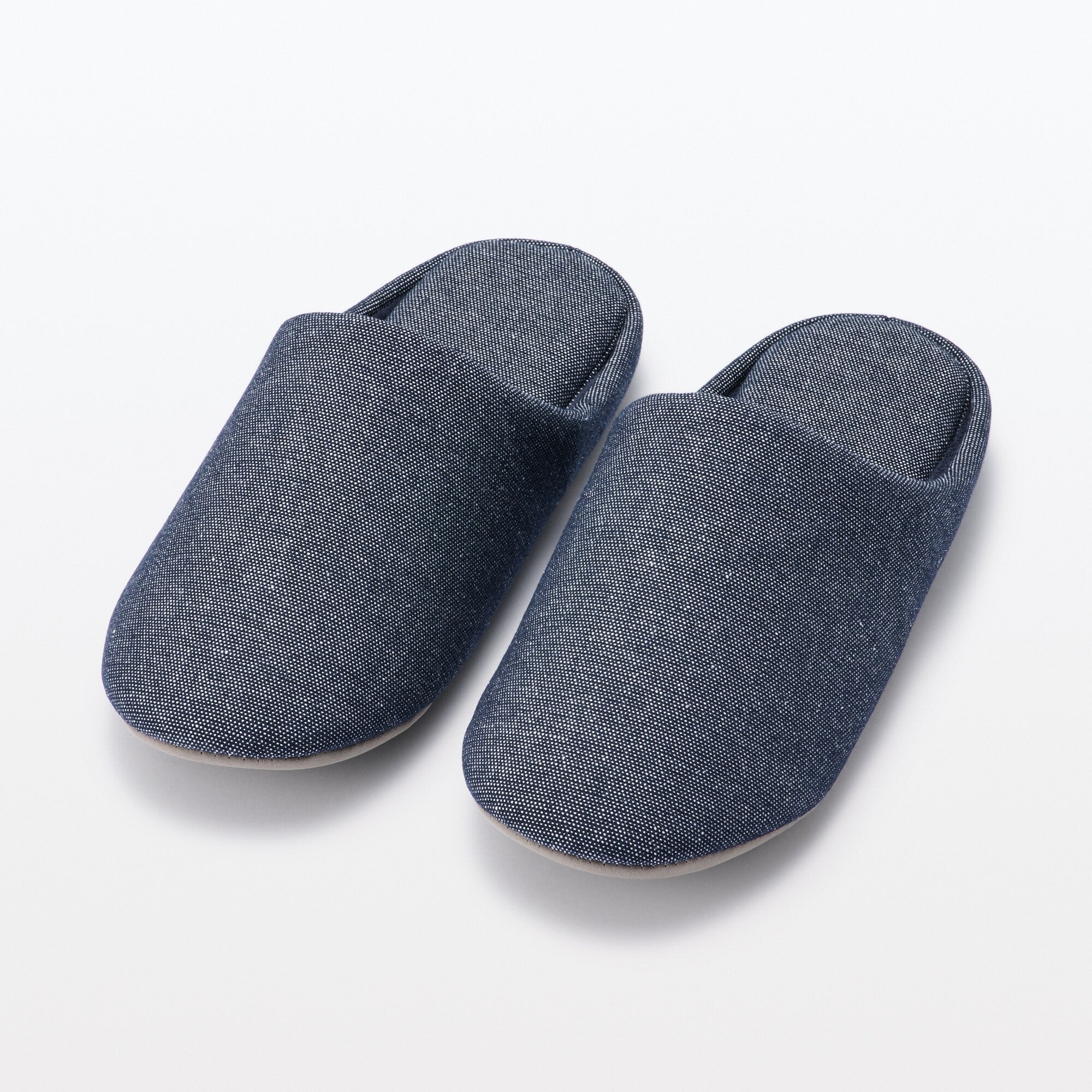 Cotton Plain Weave Insole Slippers - Navy - Image 3