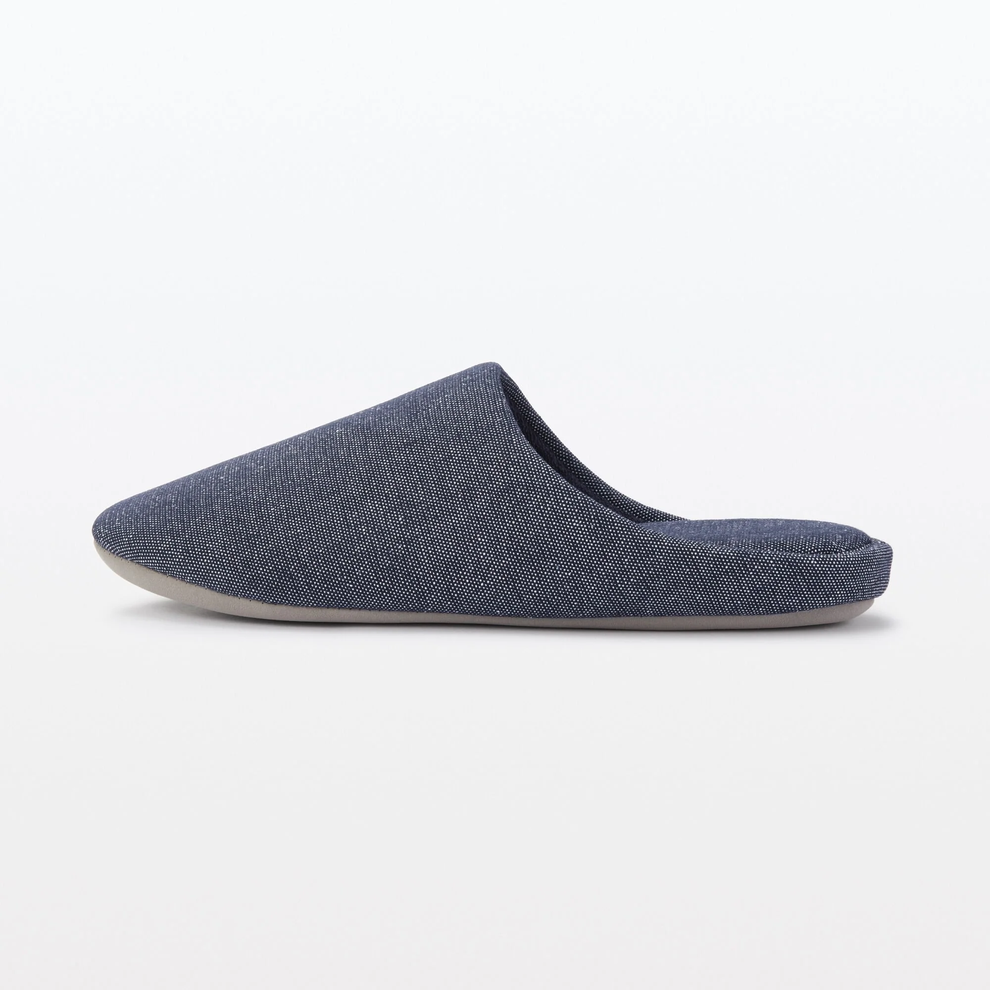 Cotton Plain Weave Insole Slippers - Navy - Image 4