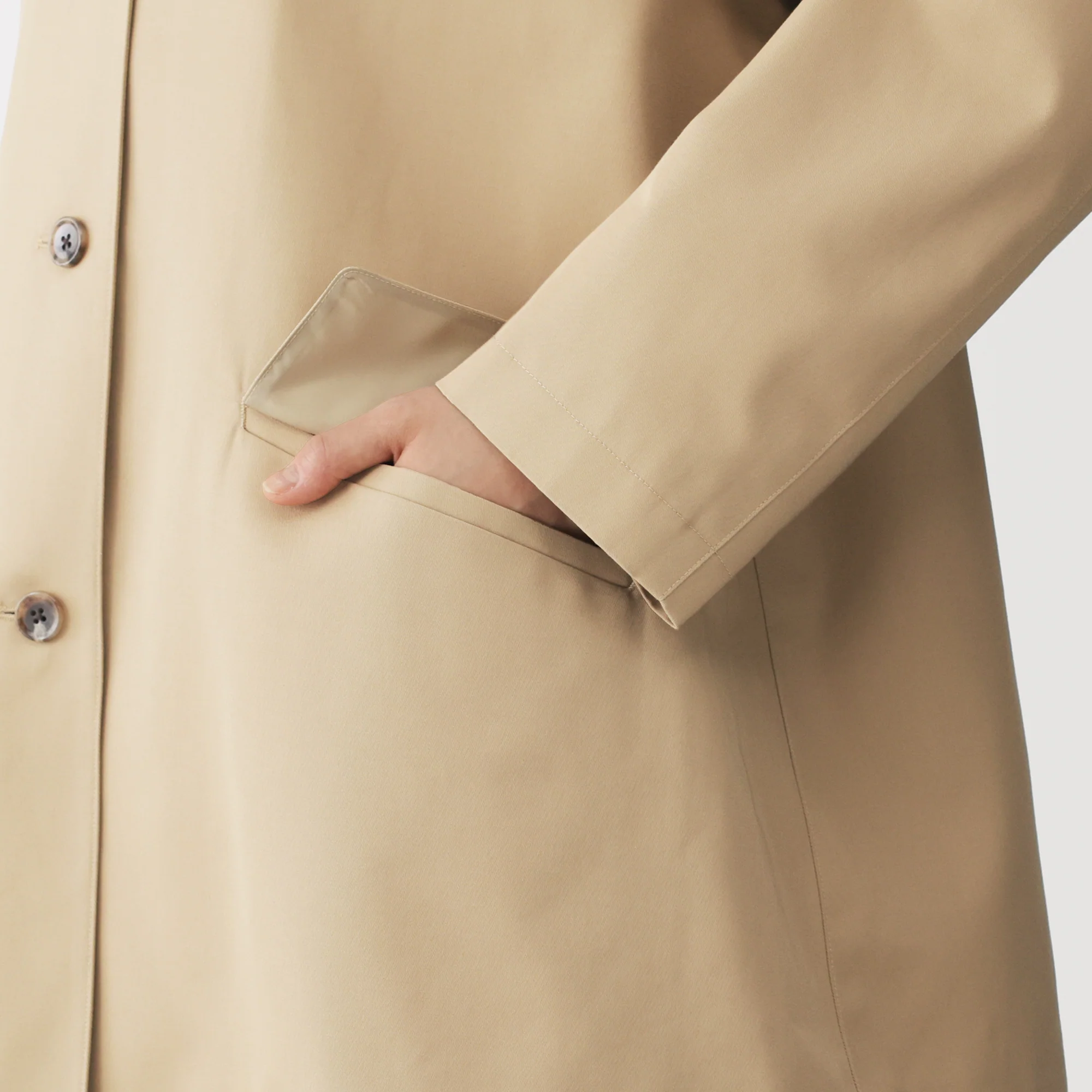 Cotton Twill Stand Fall Collar Coat - Image 19