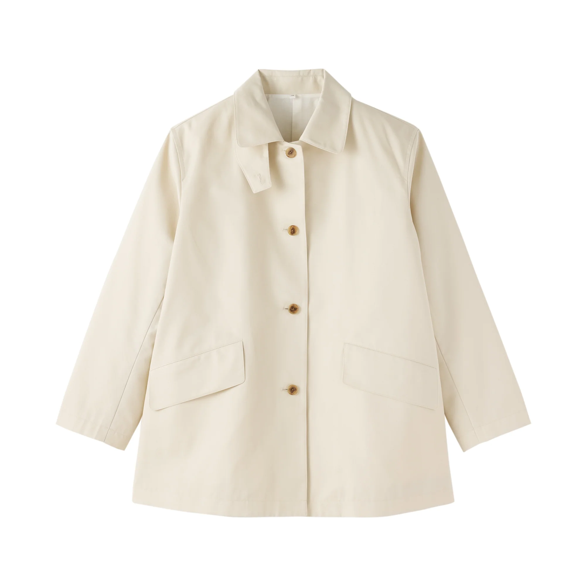 Cotton Twill Stand Fall Collar Coat - Image 22