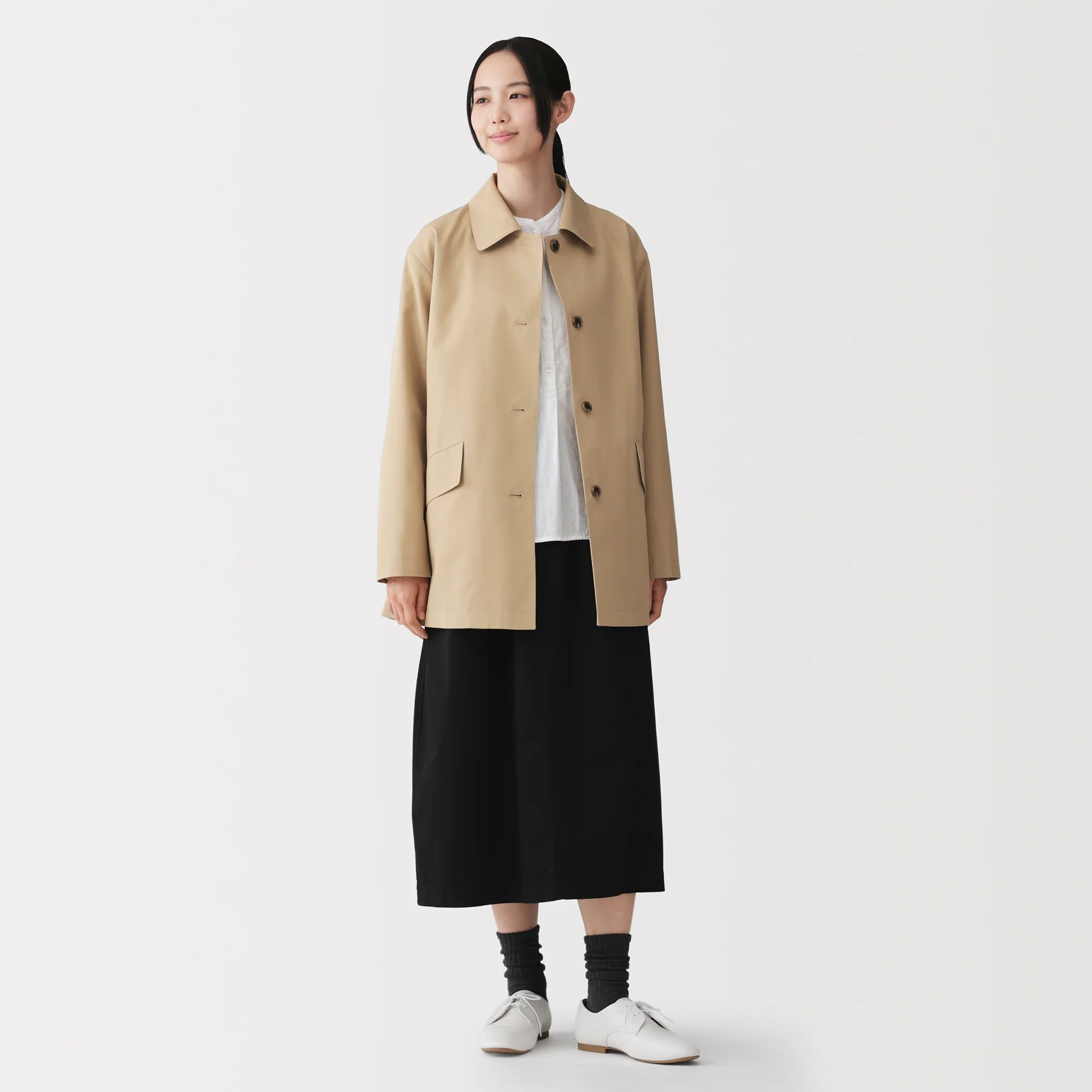 Cotton Twill Stand Fall Collar Coat - Image 4