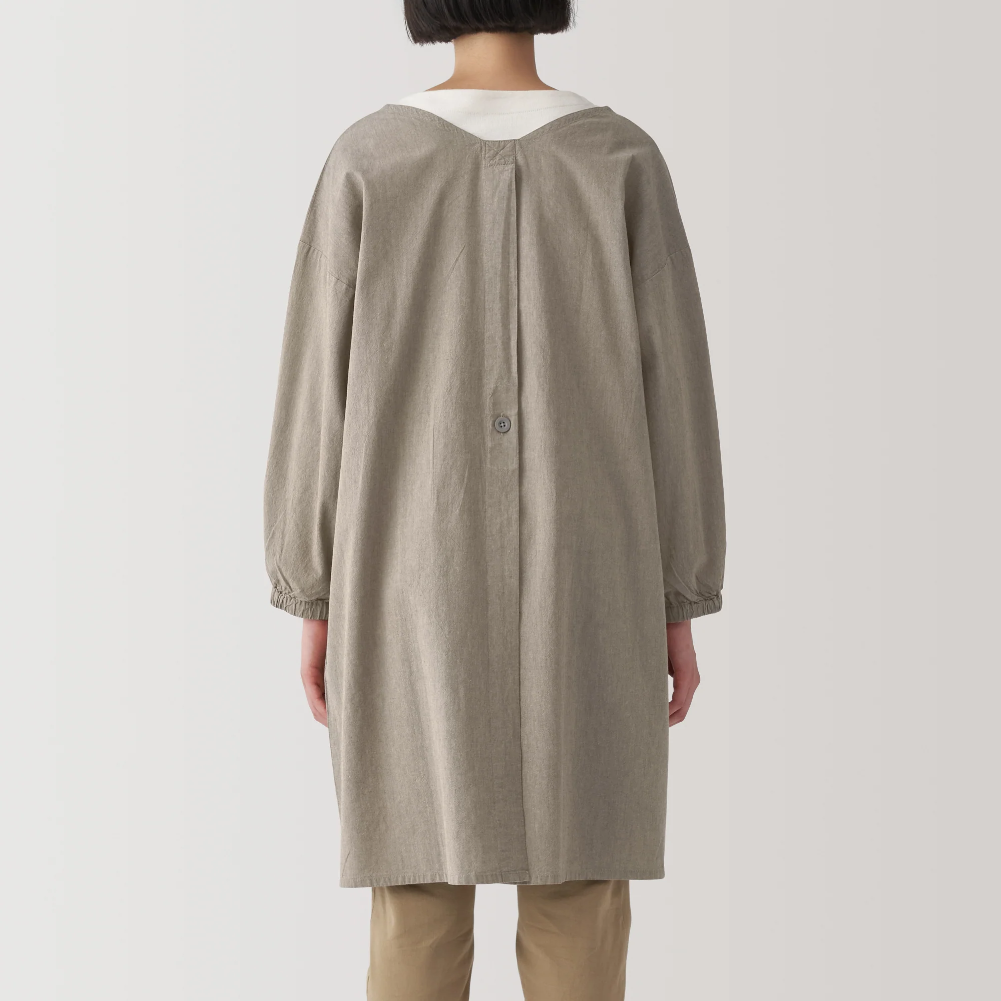 Easy Fit Long Sleeve Apron - Dark Beige - Image 3