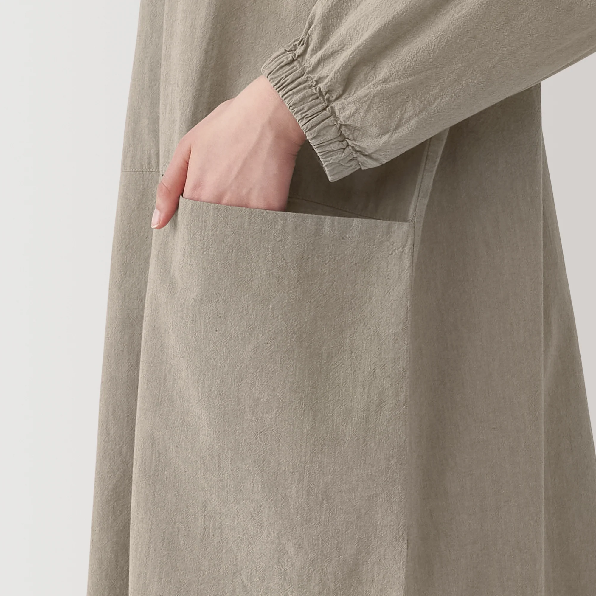 Easy Fit Long Sleeve Apron - Dark Beige - Image 4