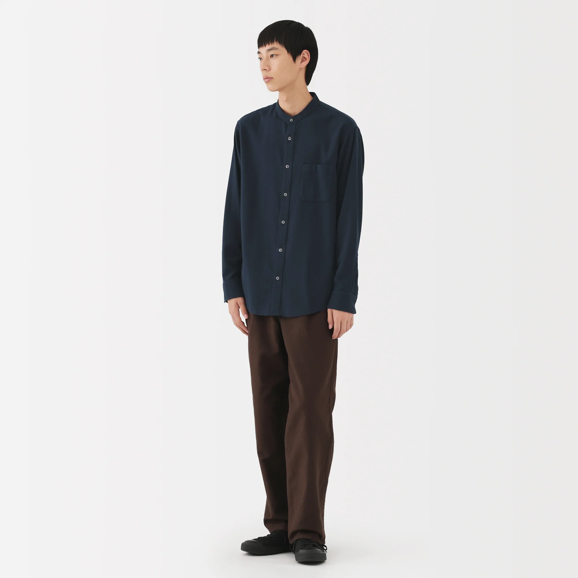 Flannel Stand Collar Shirt - Image 12