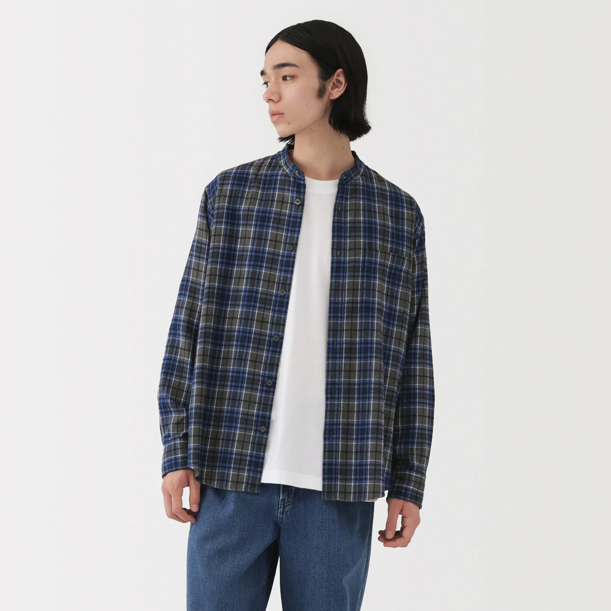 Flannel Stand Collar Shirt - Image 21
