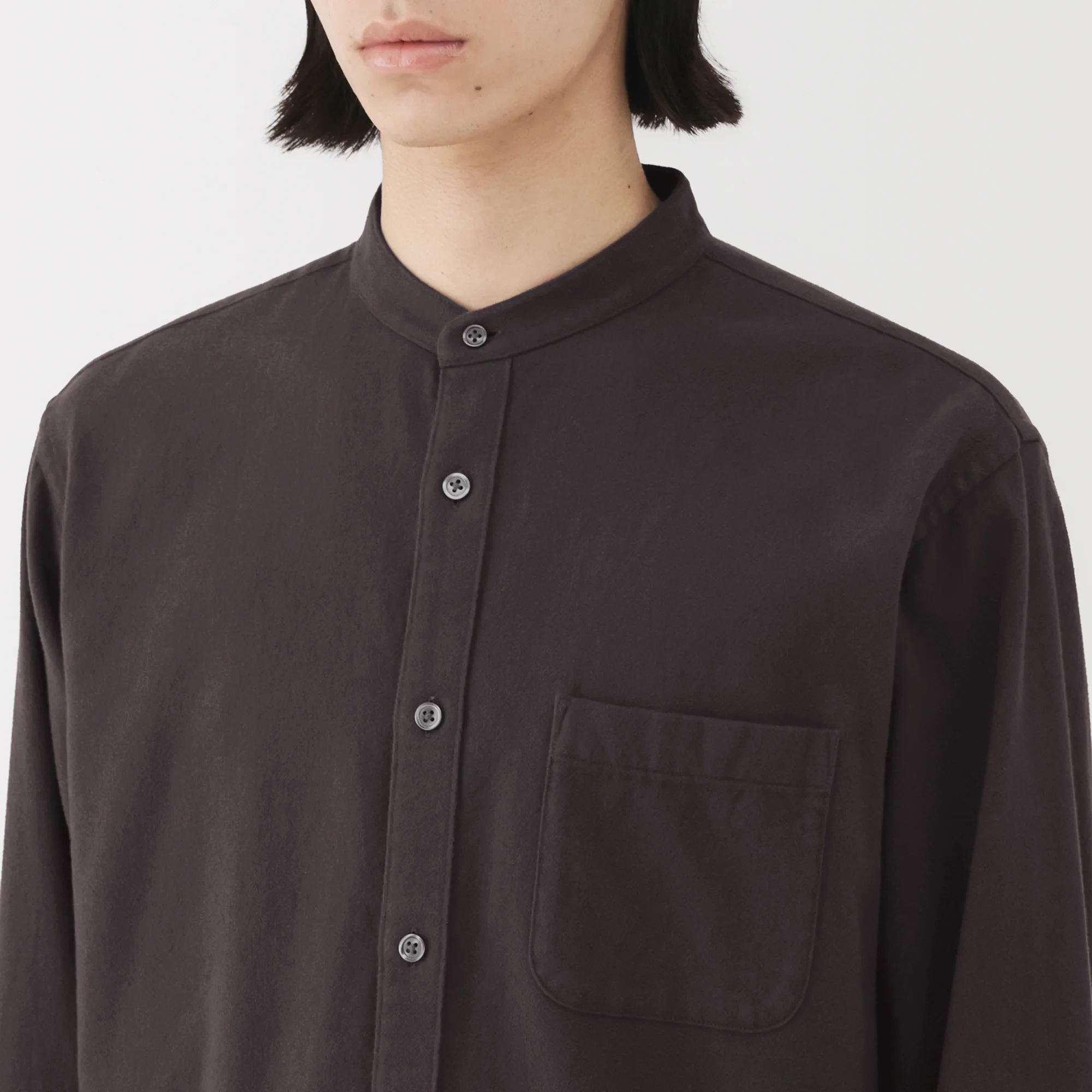 Flannel Stand Collar Shirt - Image 25
