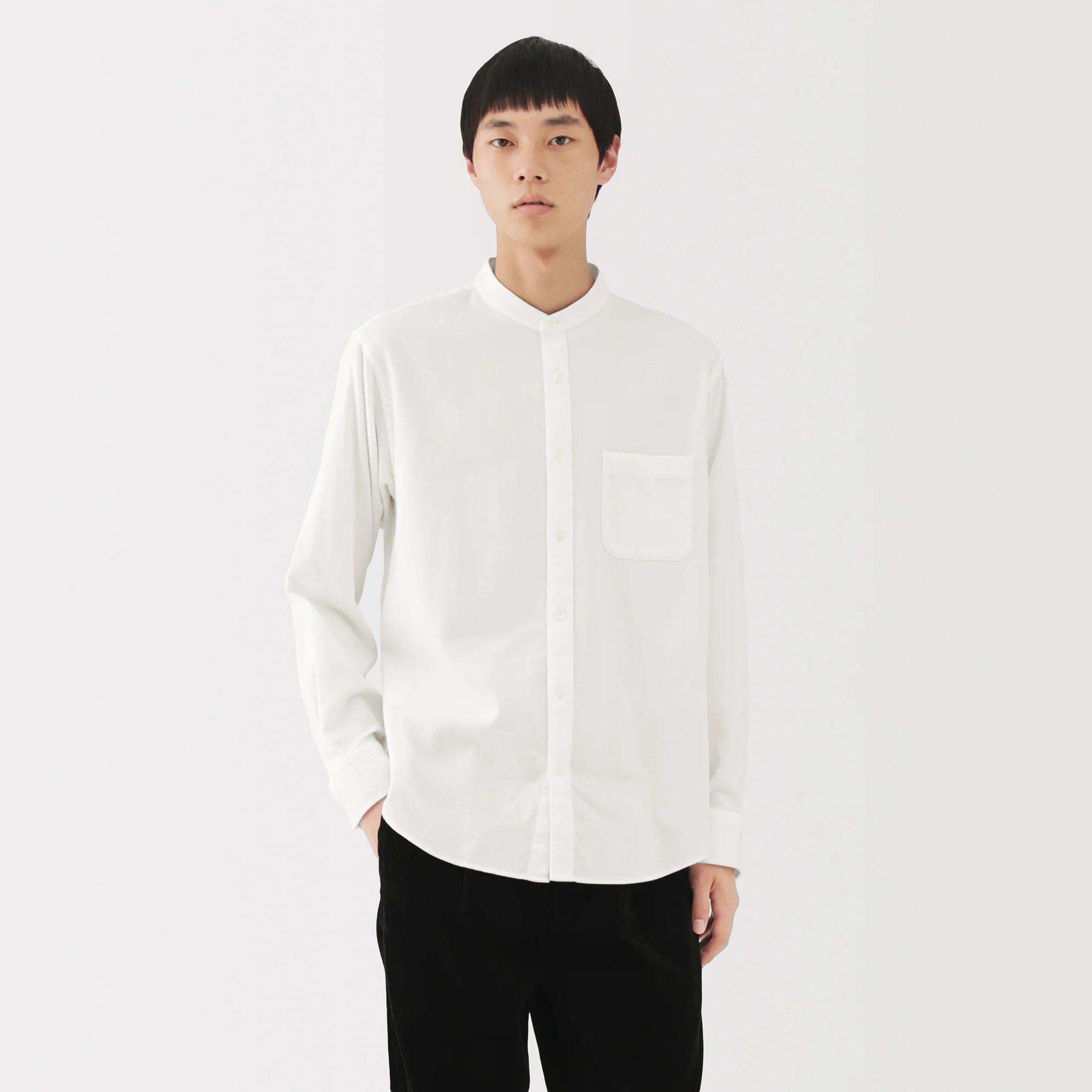 Flannel Stand Collar Shirt - Image 3