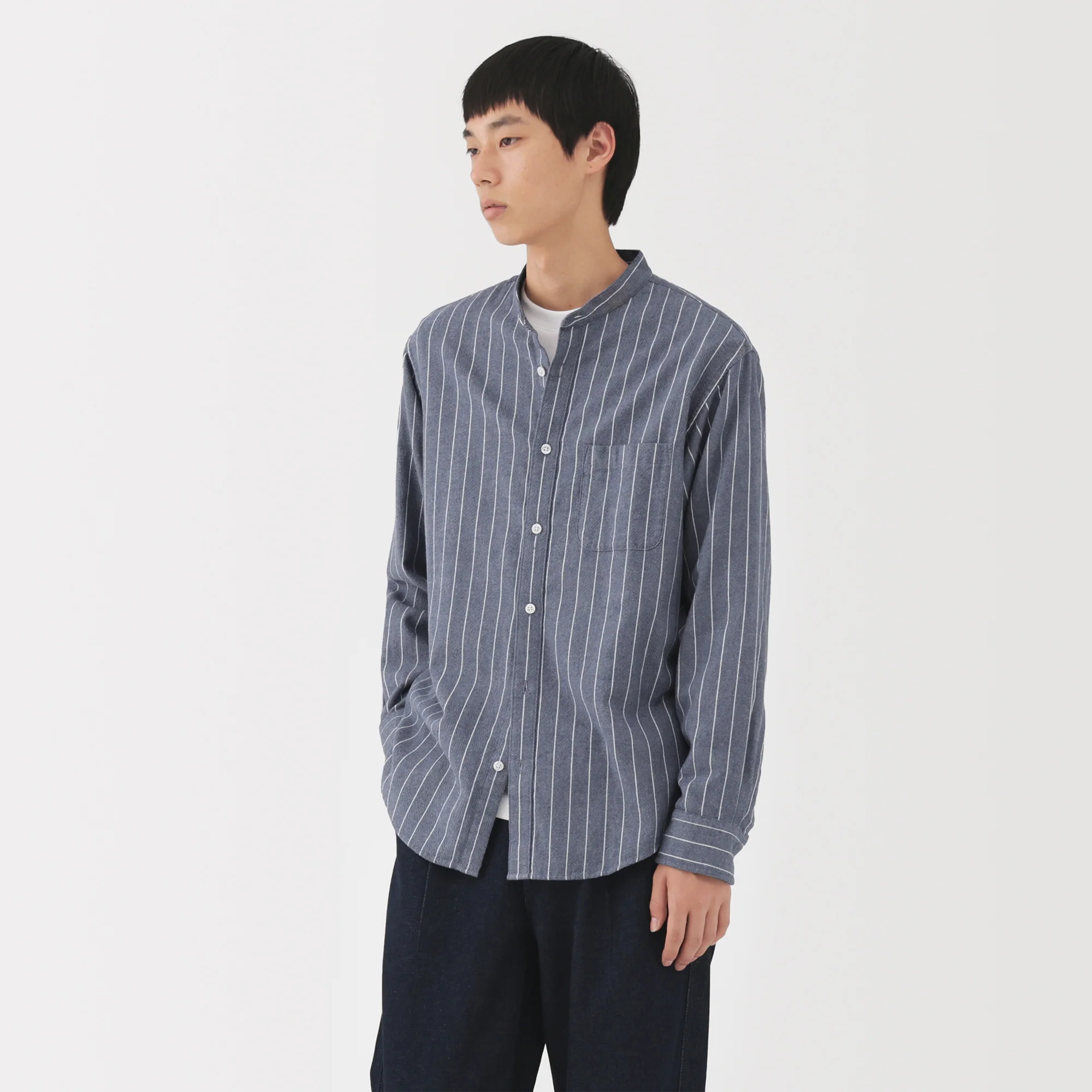 Flannel Stand Collar Shirt - Image 30