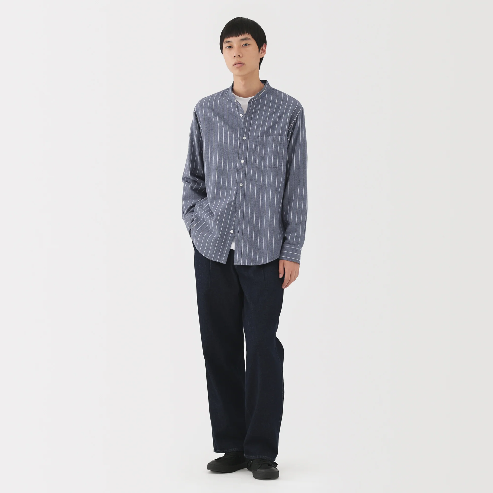 Flannel Stand Collar Shirt - Image 31