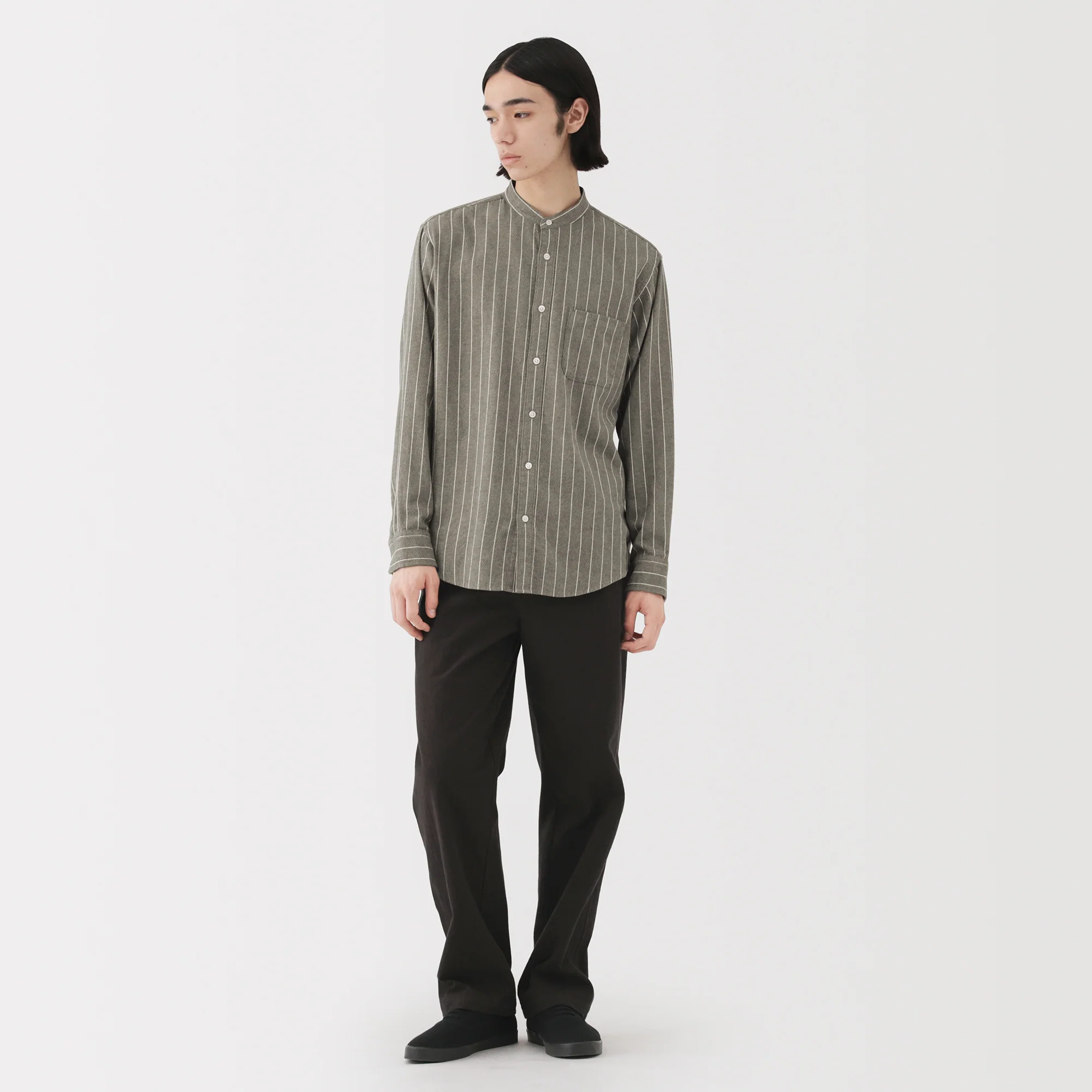 Flannel Stand Collar Shirt - Image 38