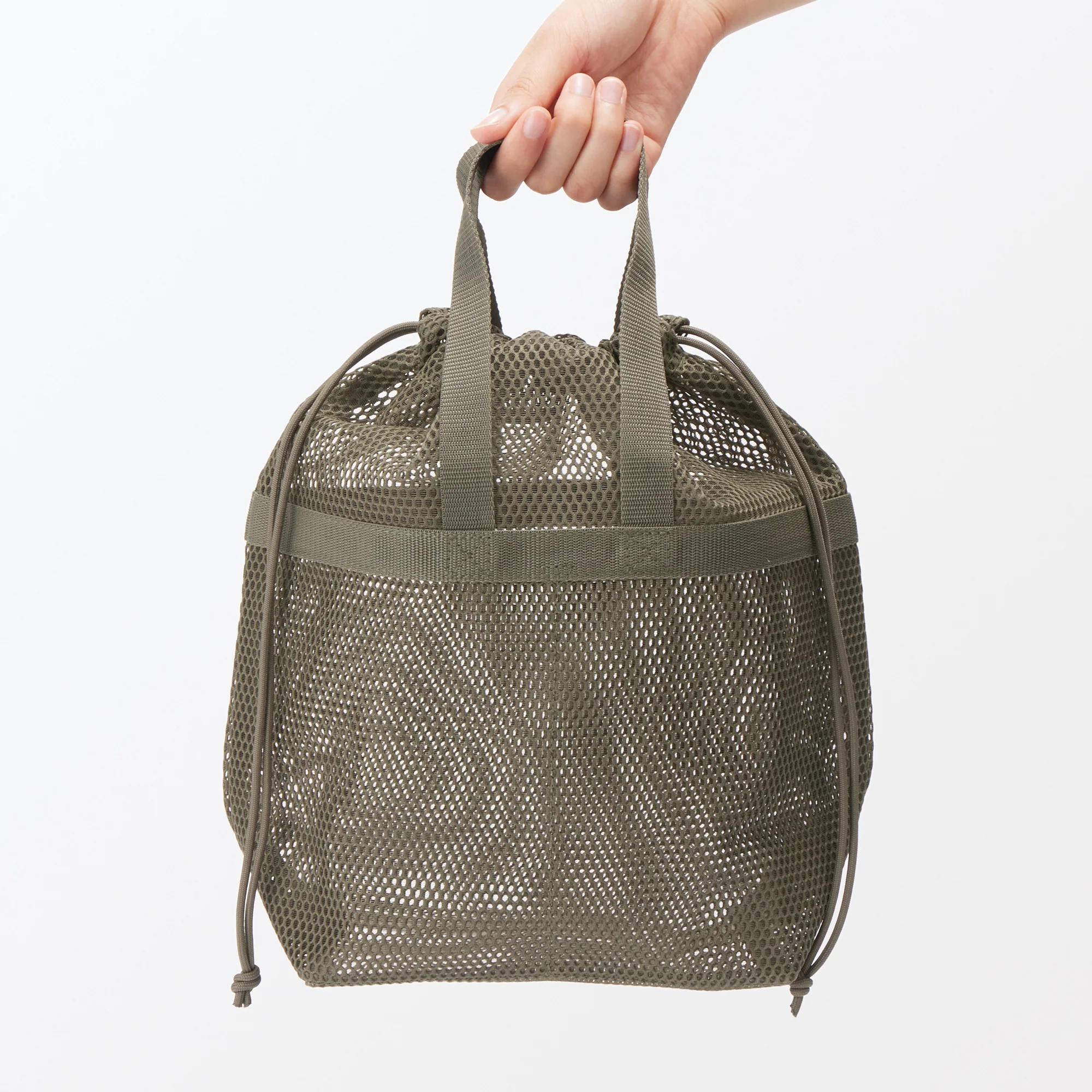 Gusset Mesh Drawstring Bag with Handle - Medium - Image 11