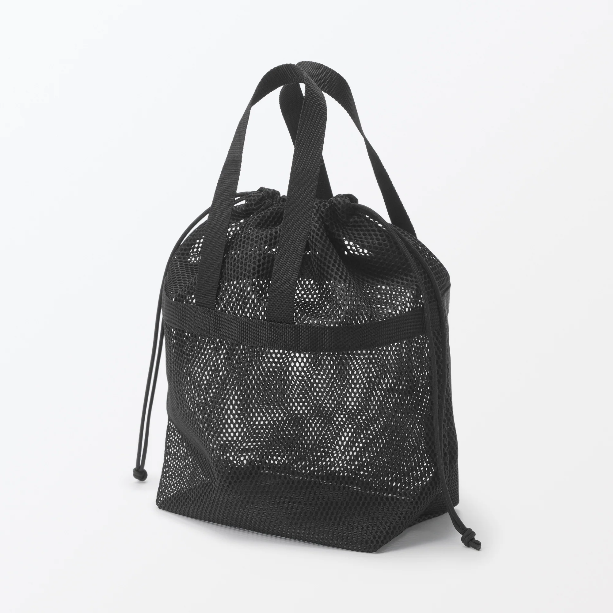 Gusset Mesh Drawstring Bag with Handle - Medium - Image 2