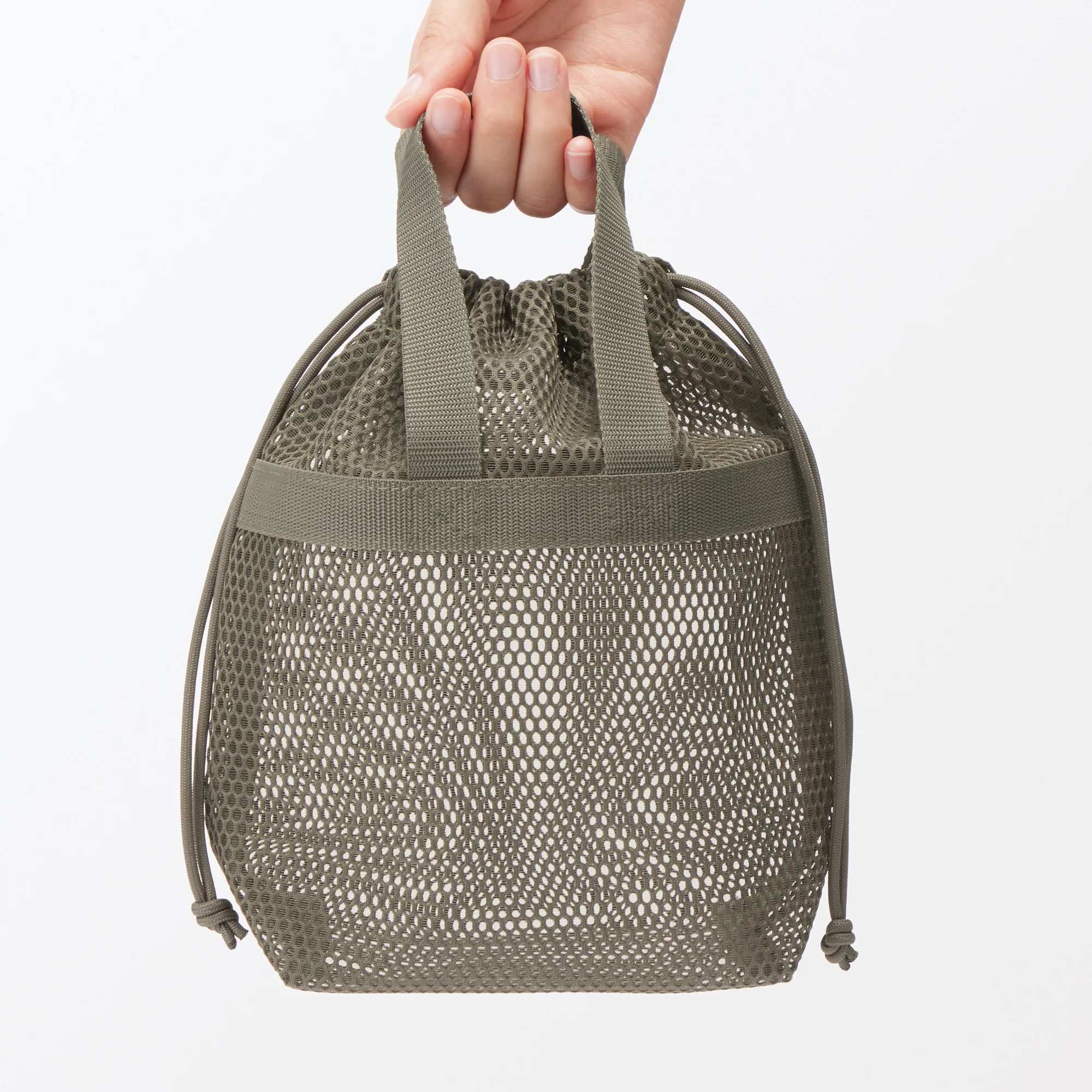 Gusset Mesh Drawstring Bag with Handle - Small - Image 5
