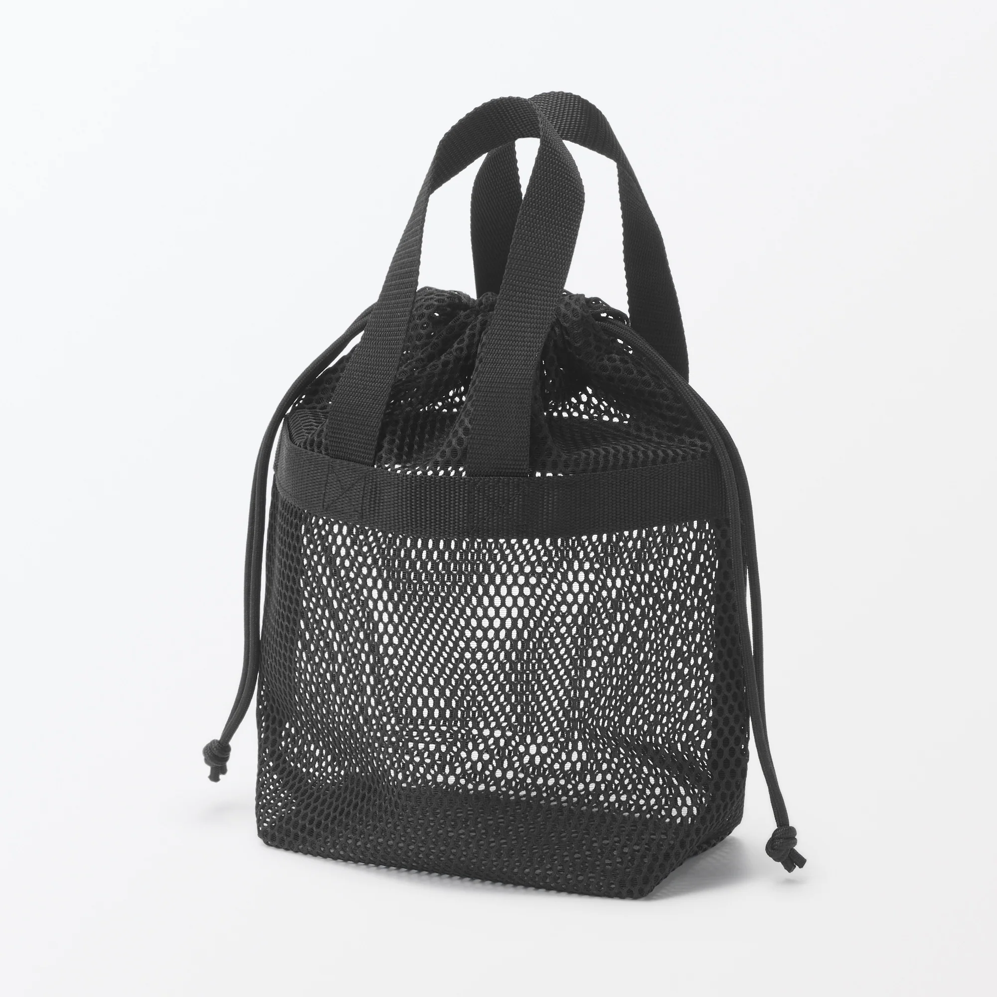 Gusset Mesh Drawstring Bag with Handle - Small - Image 8