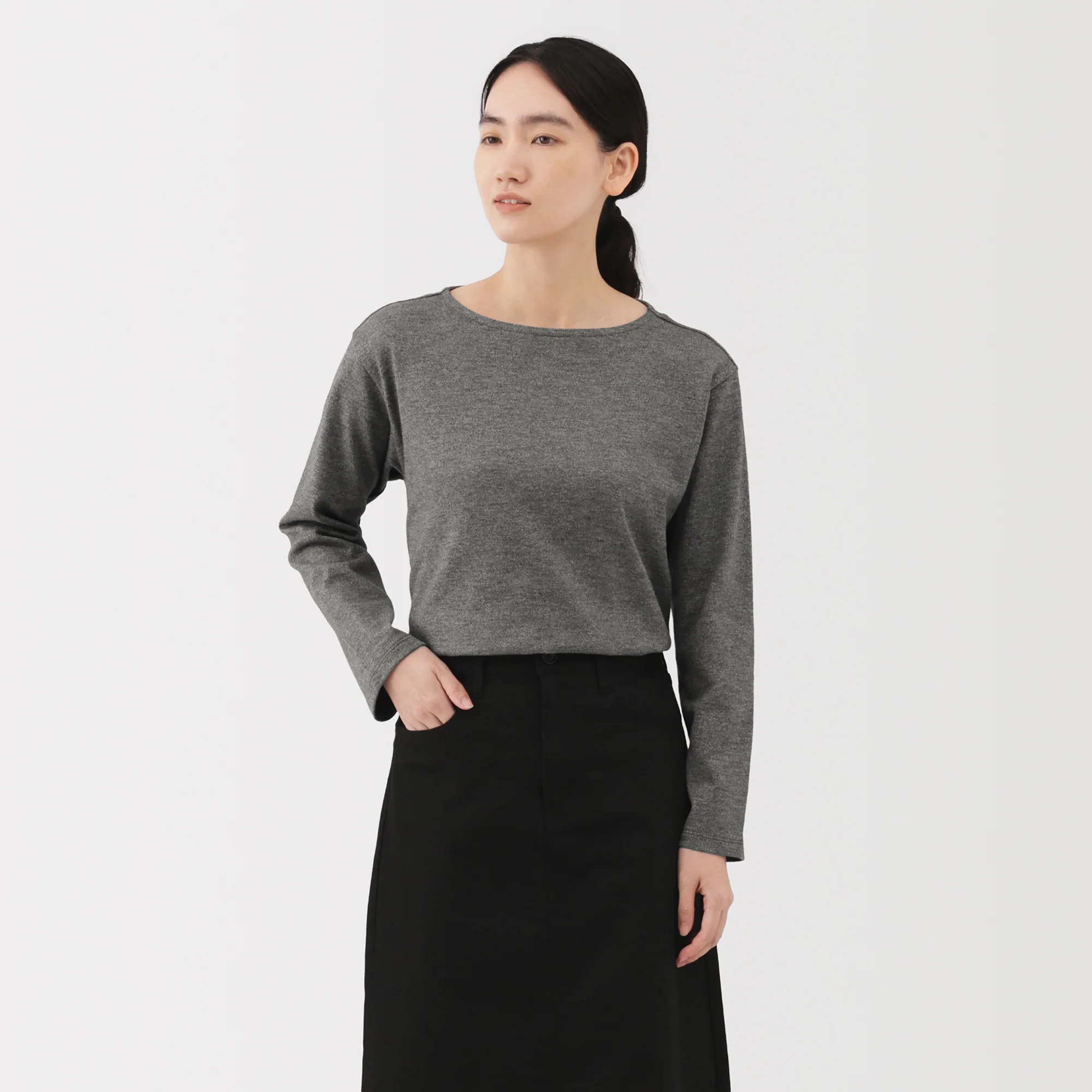 Heavyweight Cotton Boat Neck T-Shirt - Image 3