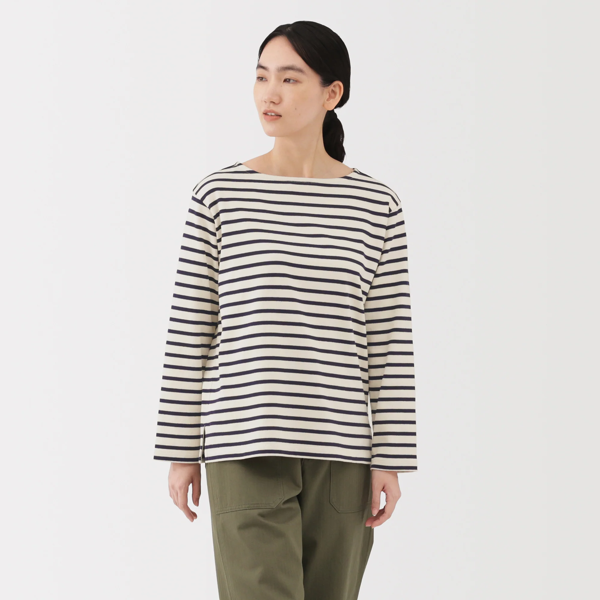 Heavyweight Cotton Boat Neck T-Shirt - Image 35