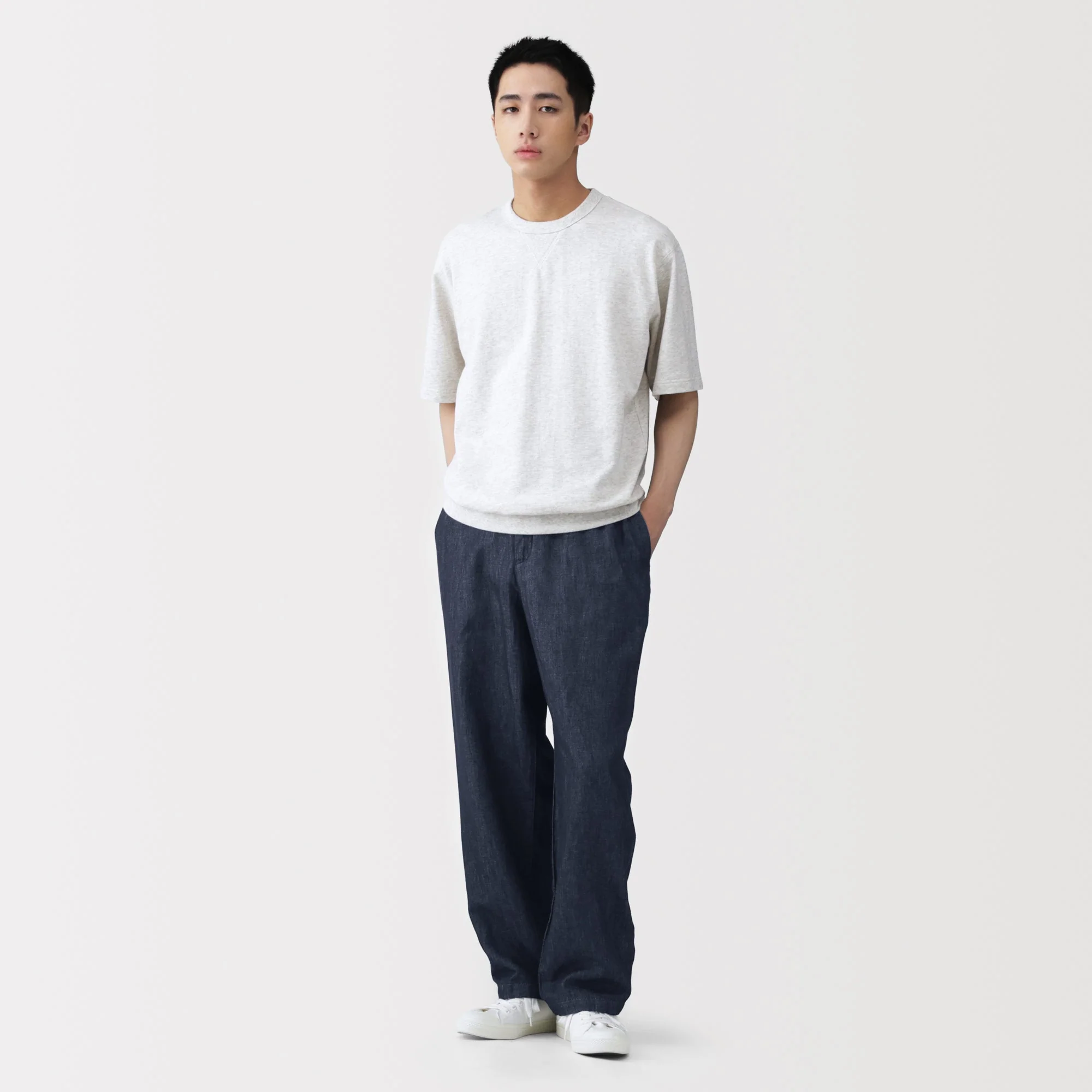 Hemp Blend Denim Straight Pants