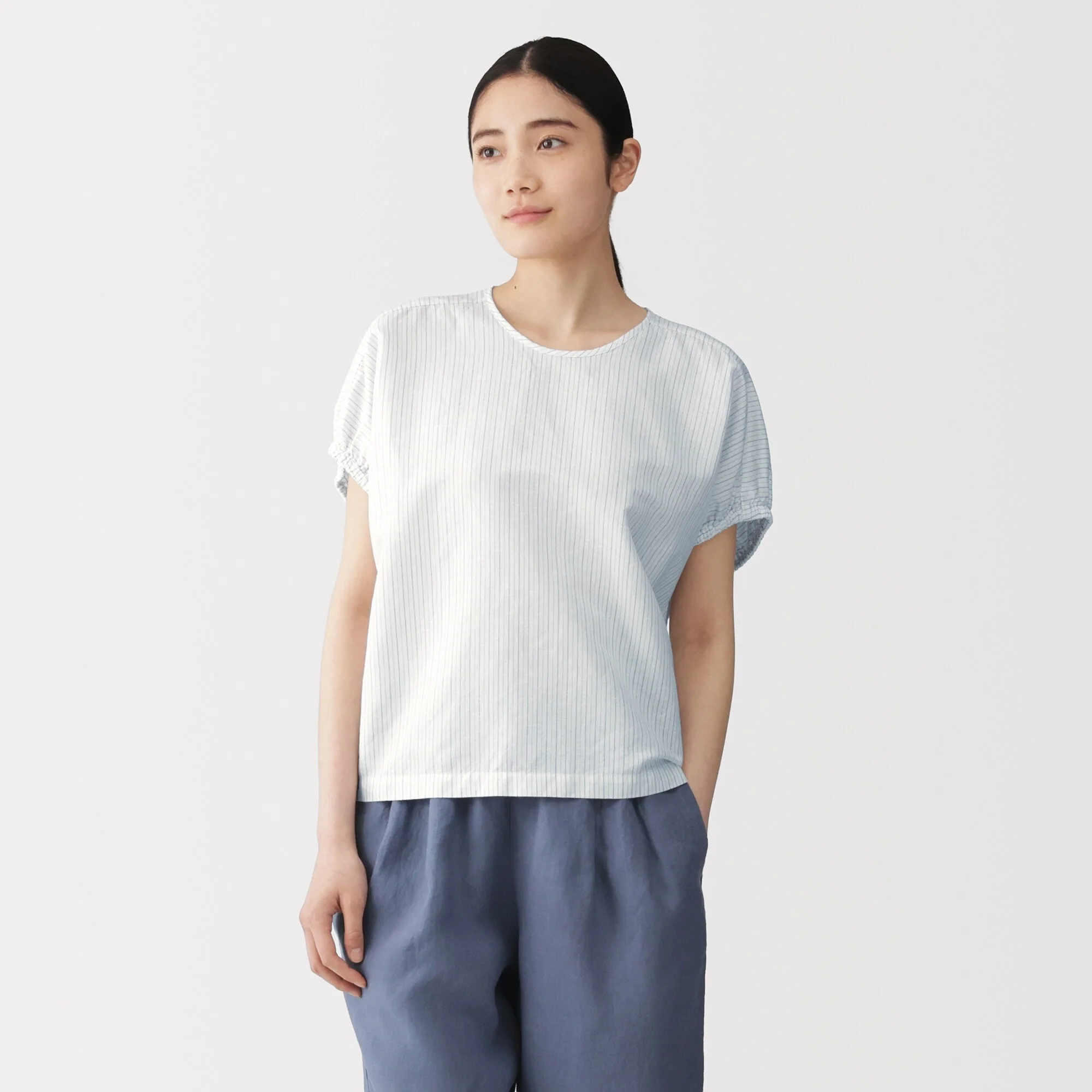 Hemp Cotton Gather Sleeve Blouse - Image 30