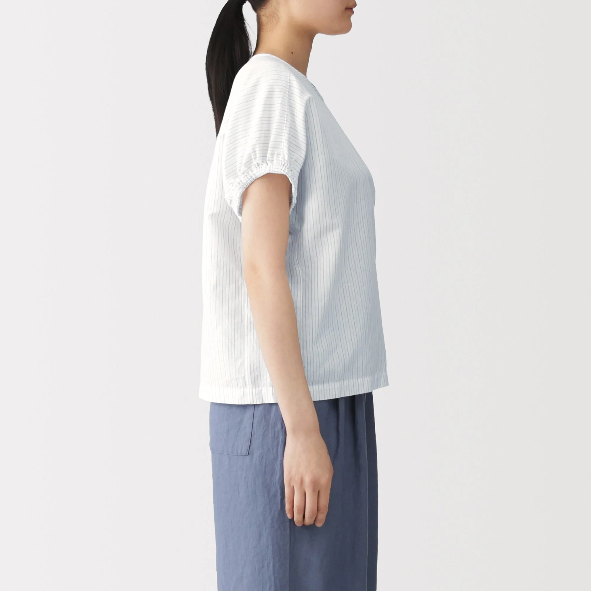 Hemp Cotton Gather Sleeve Blouse - Image 32