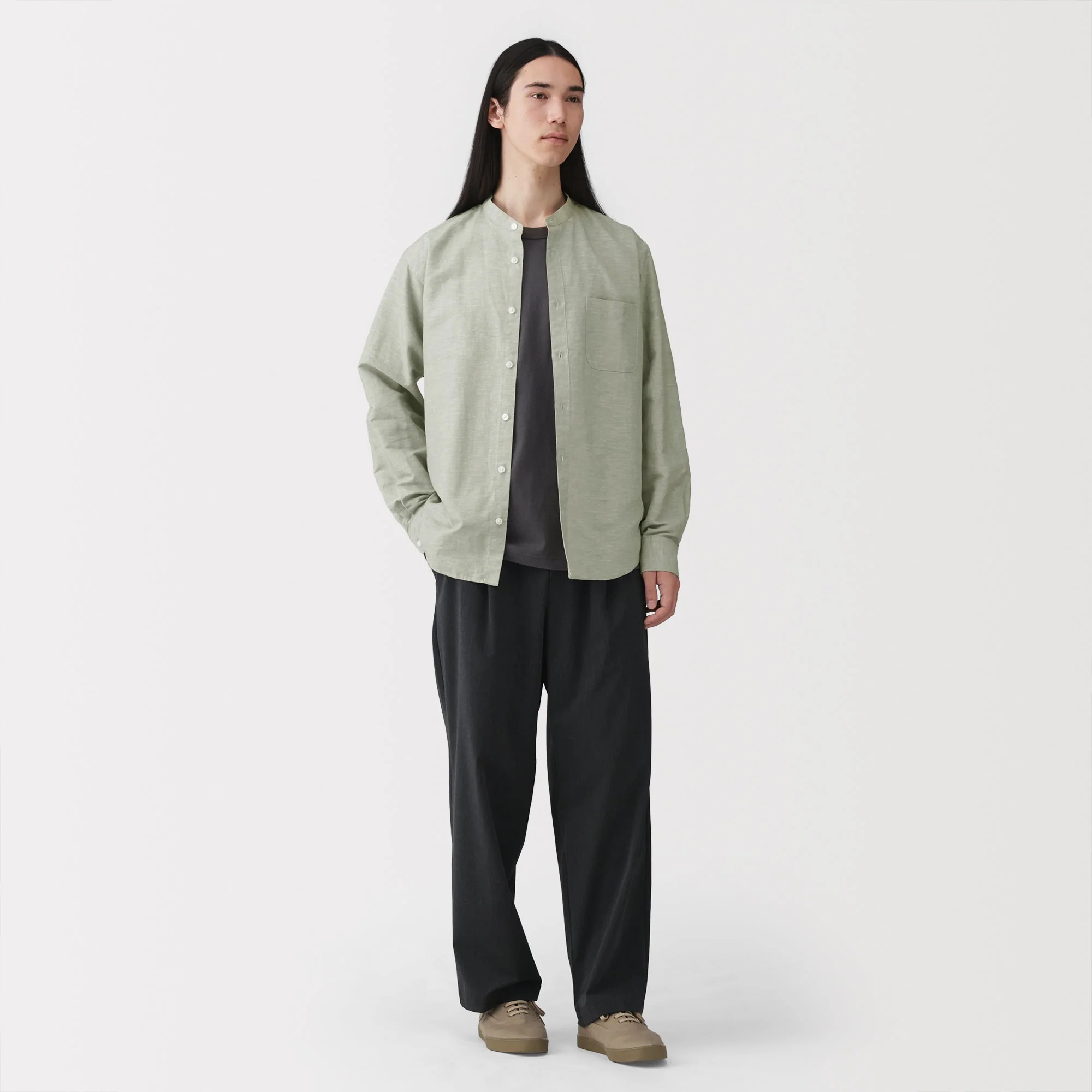 Hemp Cotton Stand Collar Shirt - Image 22