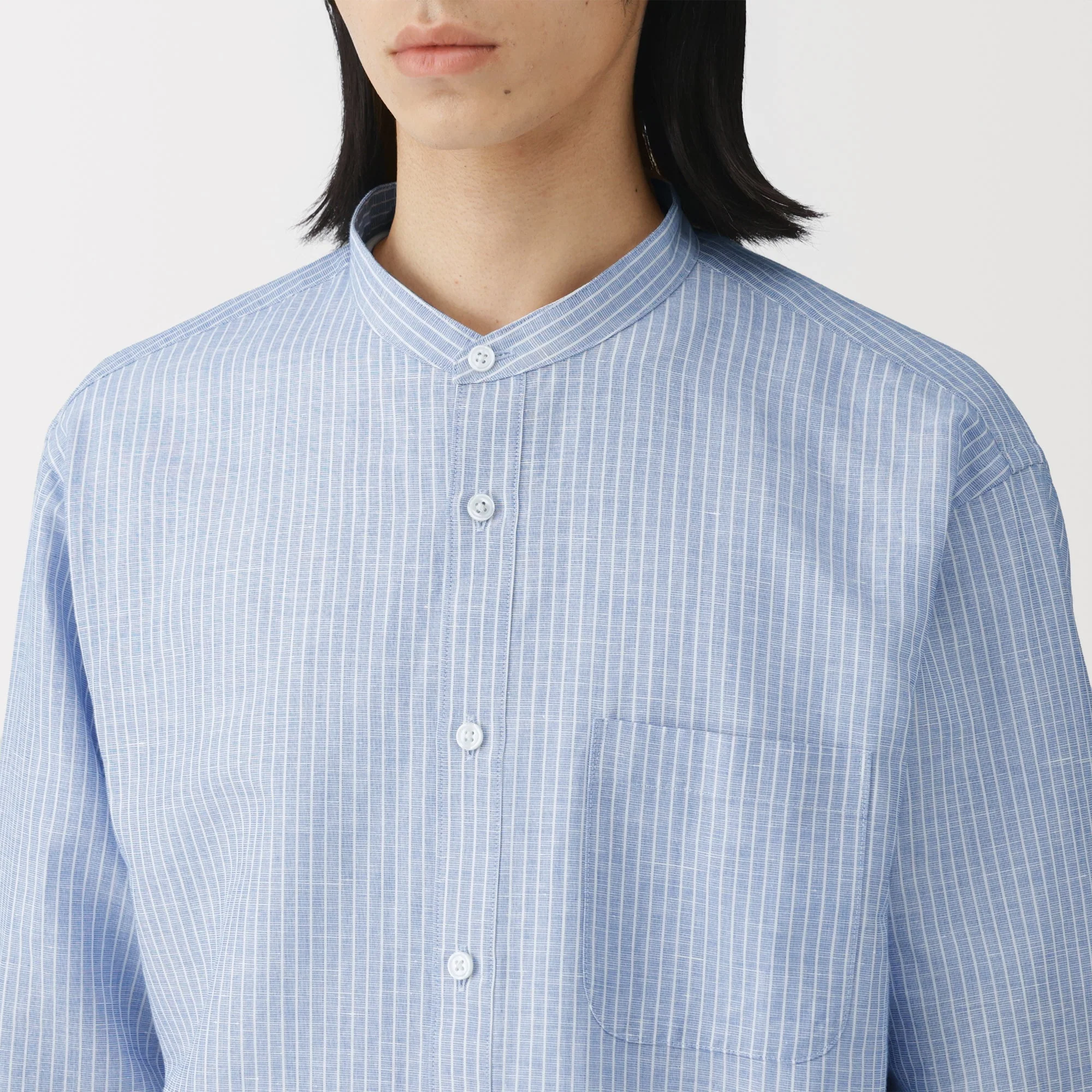 Hemp Cotton Stand Collar Shirt - Image 7