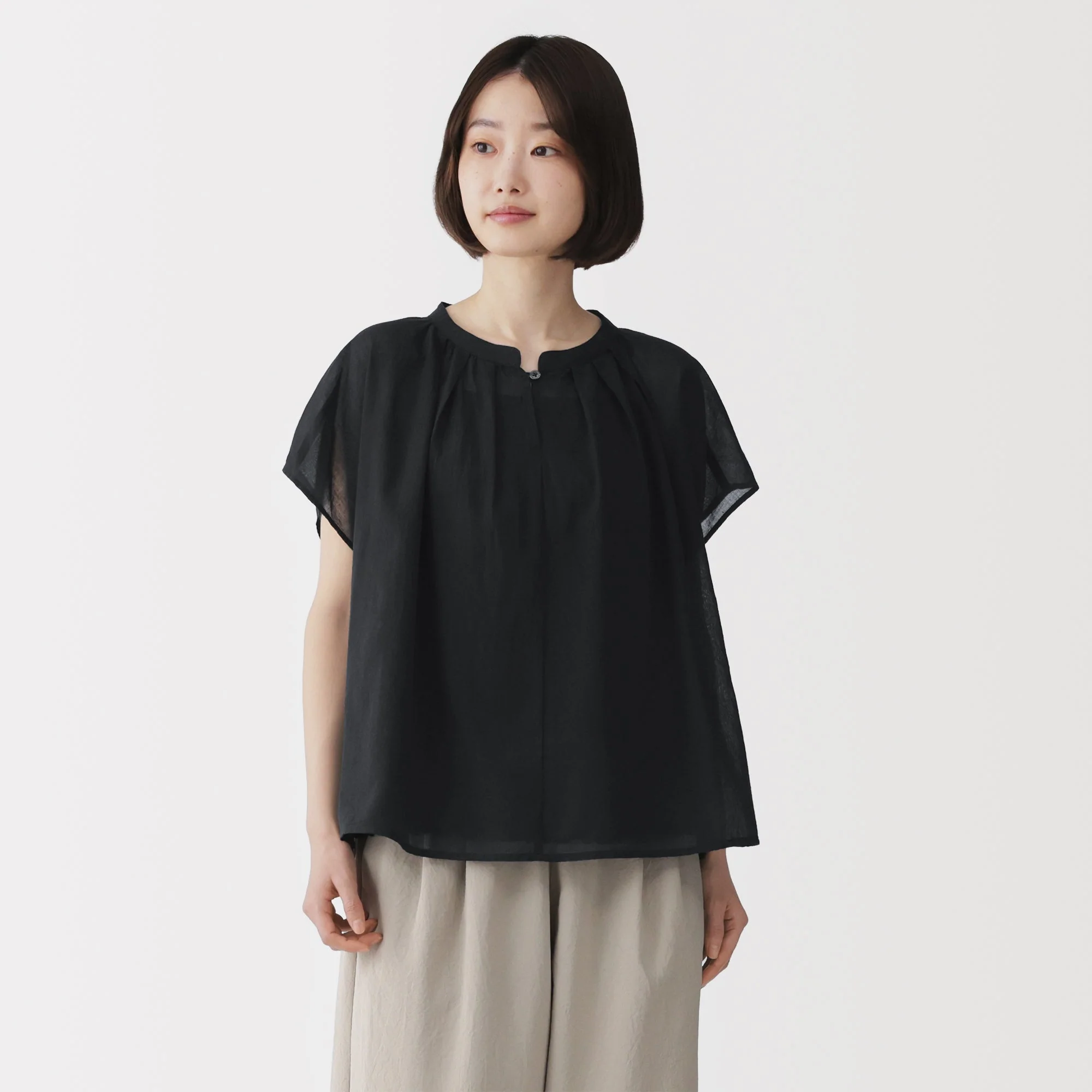 High-Twist Cotton Sheer Blouse - Image 11