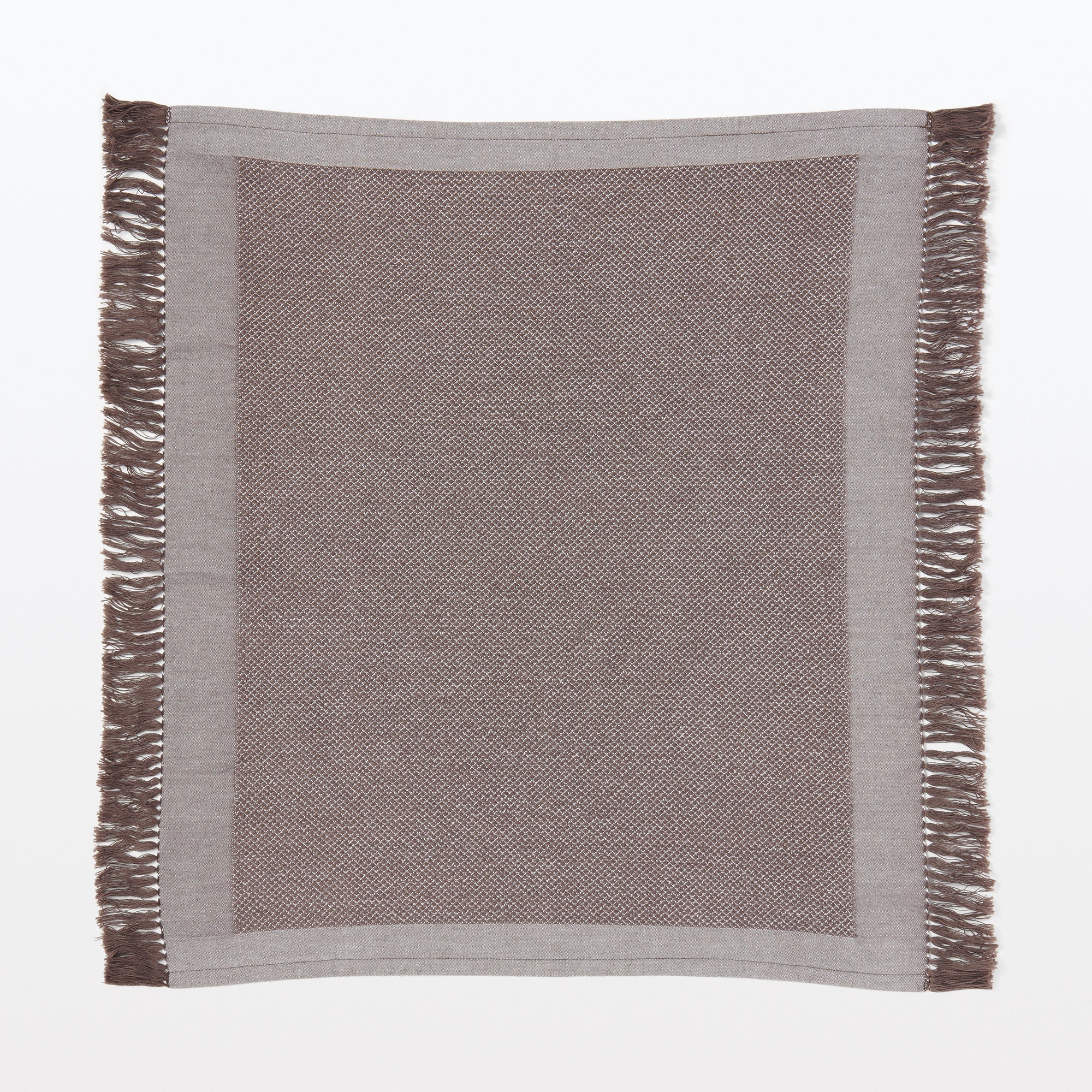 Indian Cotton Multipurpose Cloth with Fringes - Brown - Image 3