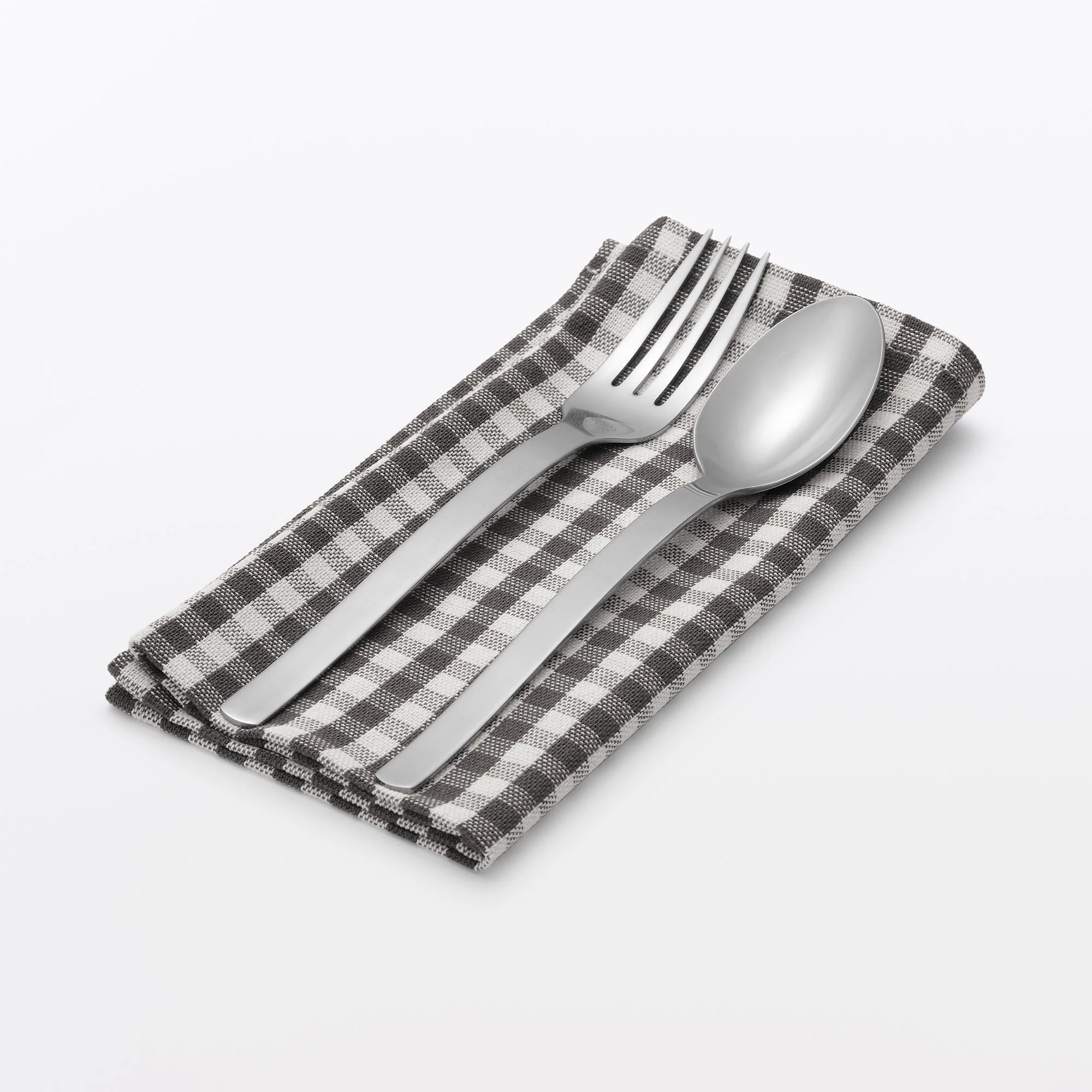 Indian Cotton Napkin - Off-white x Charcoal Grey - Image 2