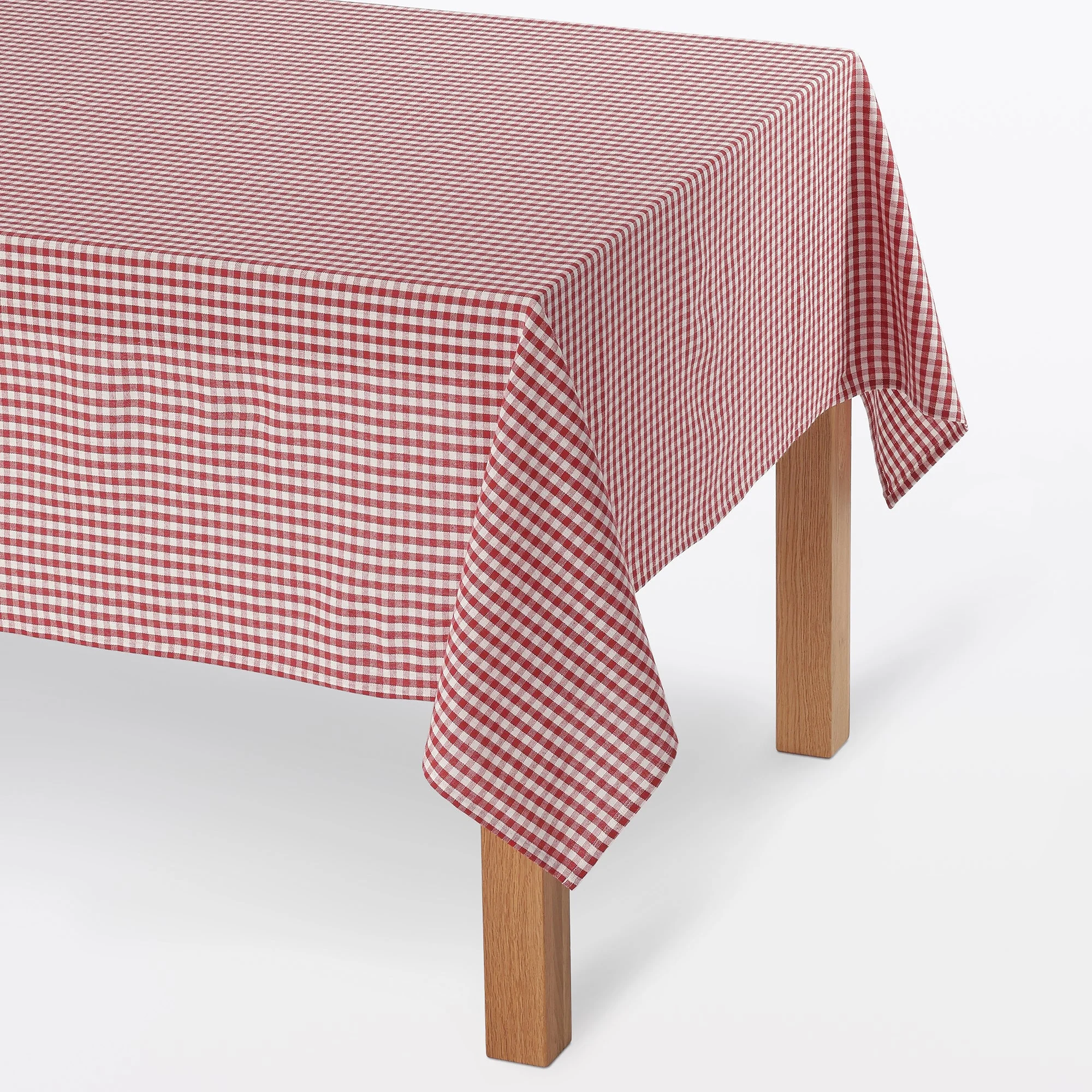 Indian Cotton Tablecloth - Off-white x Red