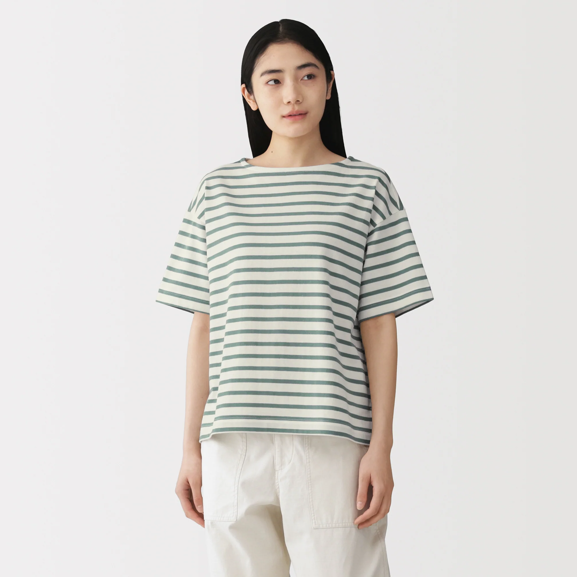 Cotton Jersey Boatneck T-Shirt - Image 3