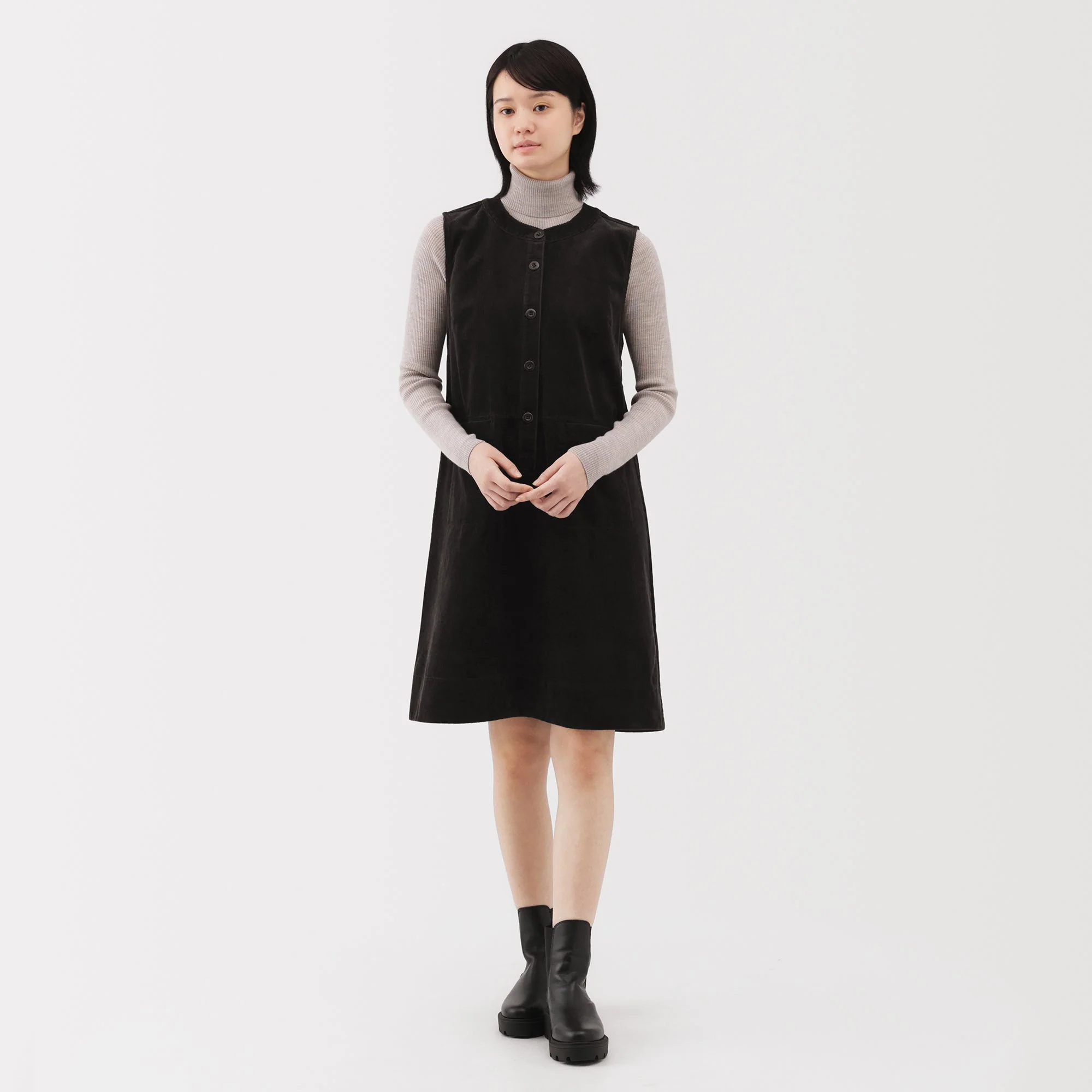 Kapok Blend Corduroy Jumper Dress