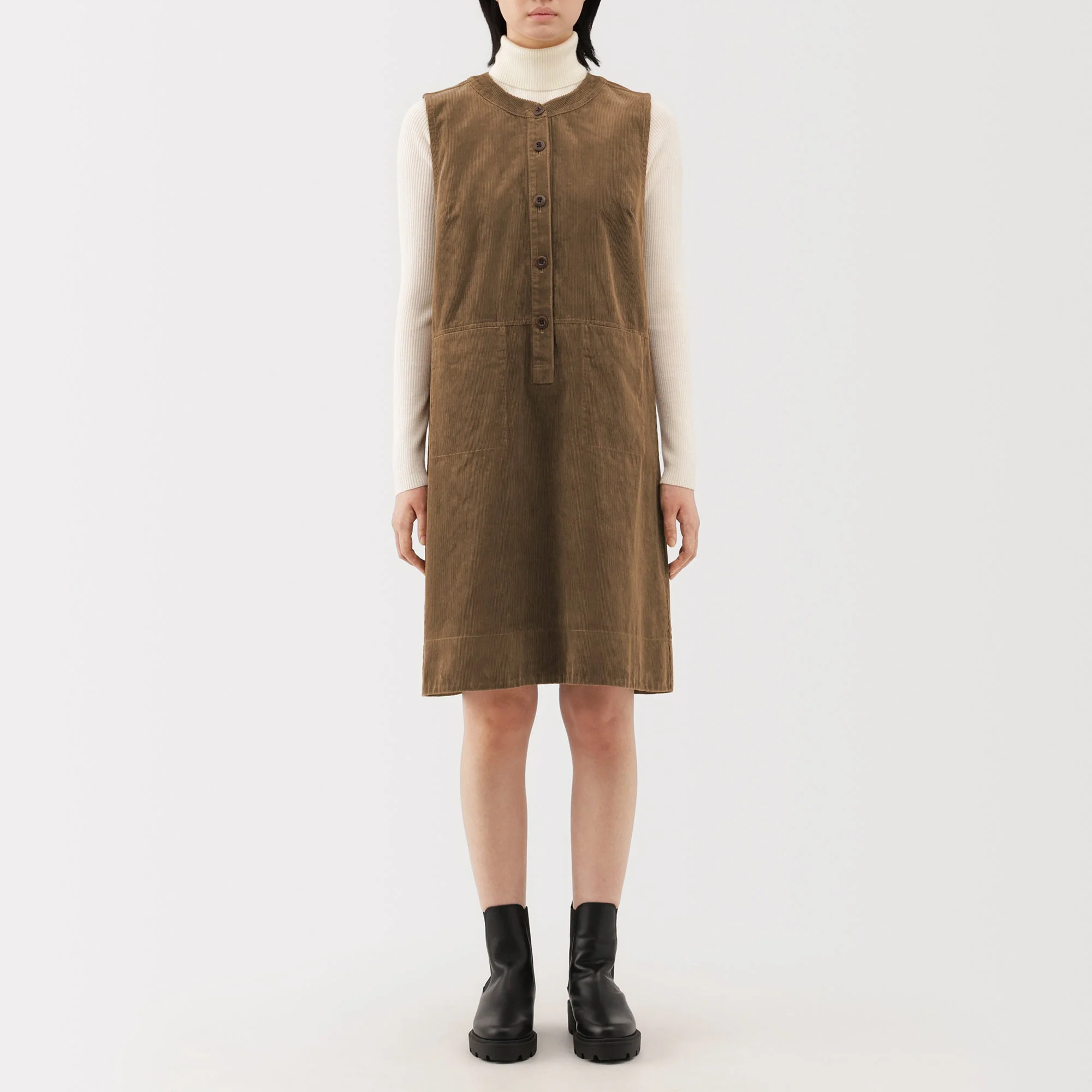 Kapok Blend Corduroy Jumper Dress - Image 4
