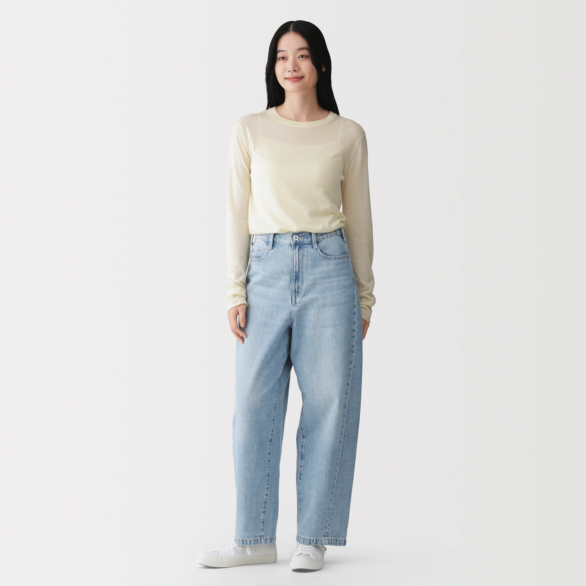 Kapok Blend Denim Cocoon Pants - Image 4