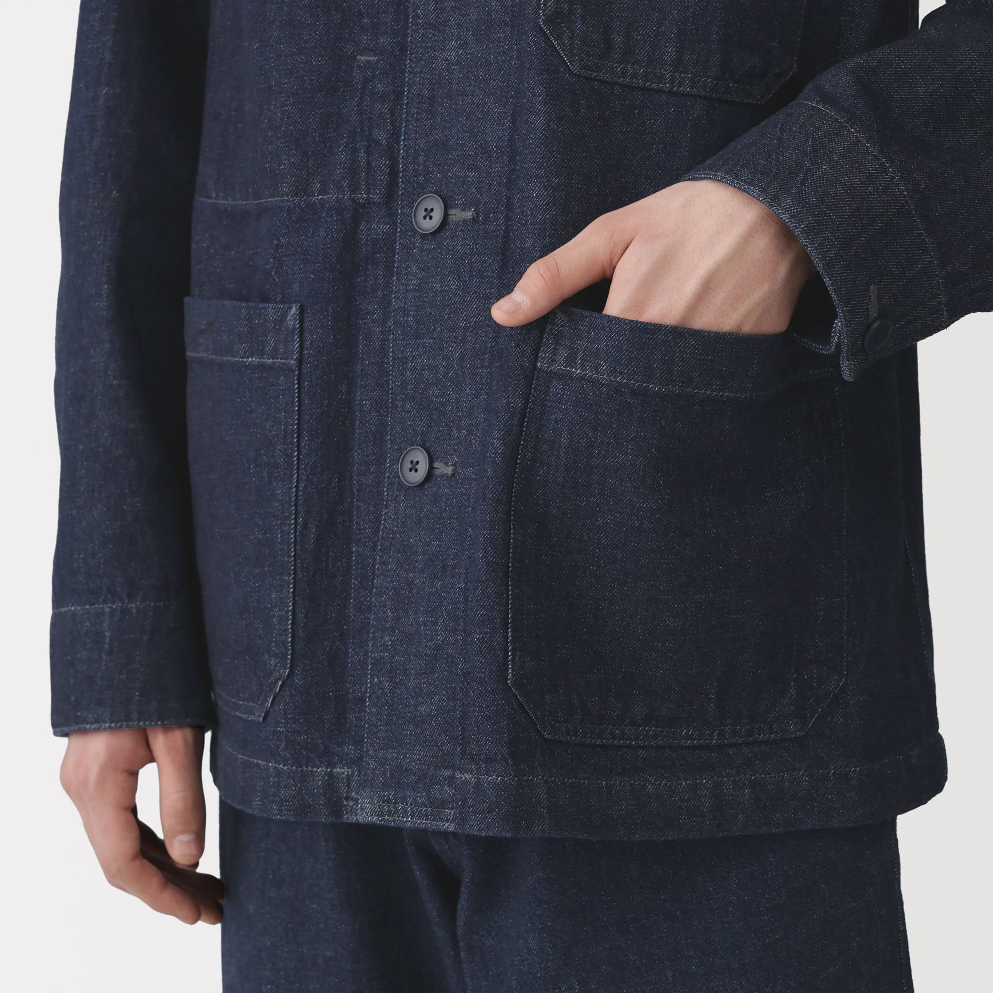 Kapok Blend Denim Coverall Jacket - Image 8
