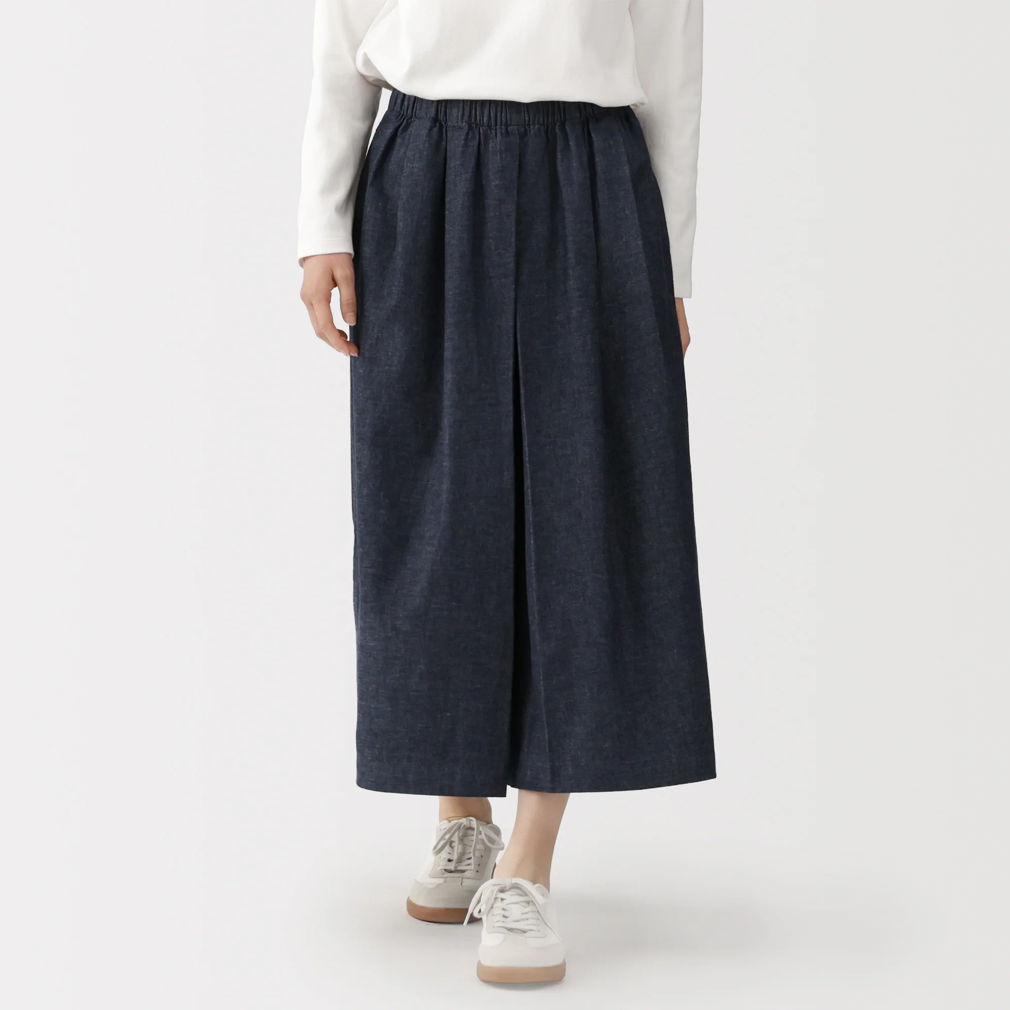 Kapok Blend Denim Skirt Pants - Image 4